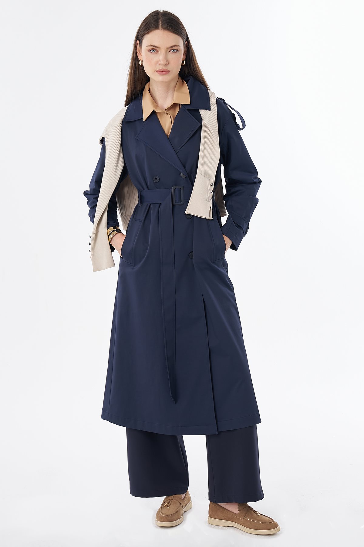 Belted Trench Coat Navy
