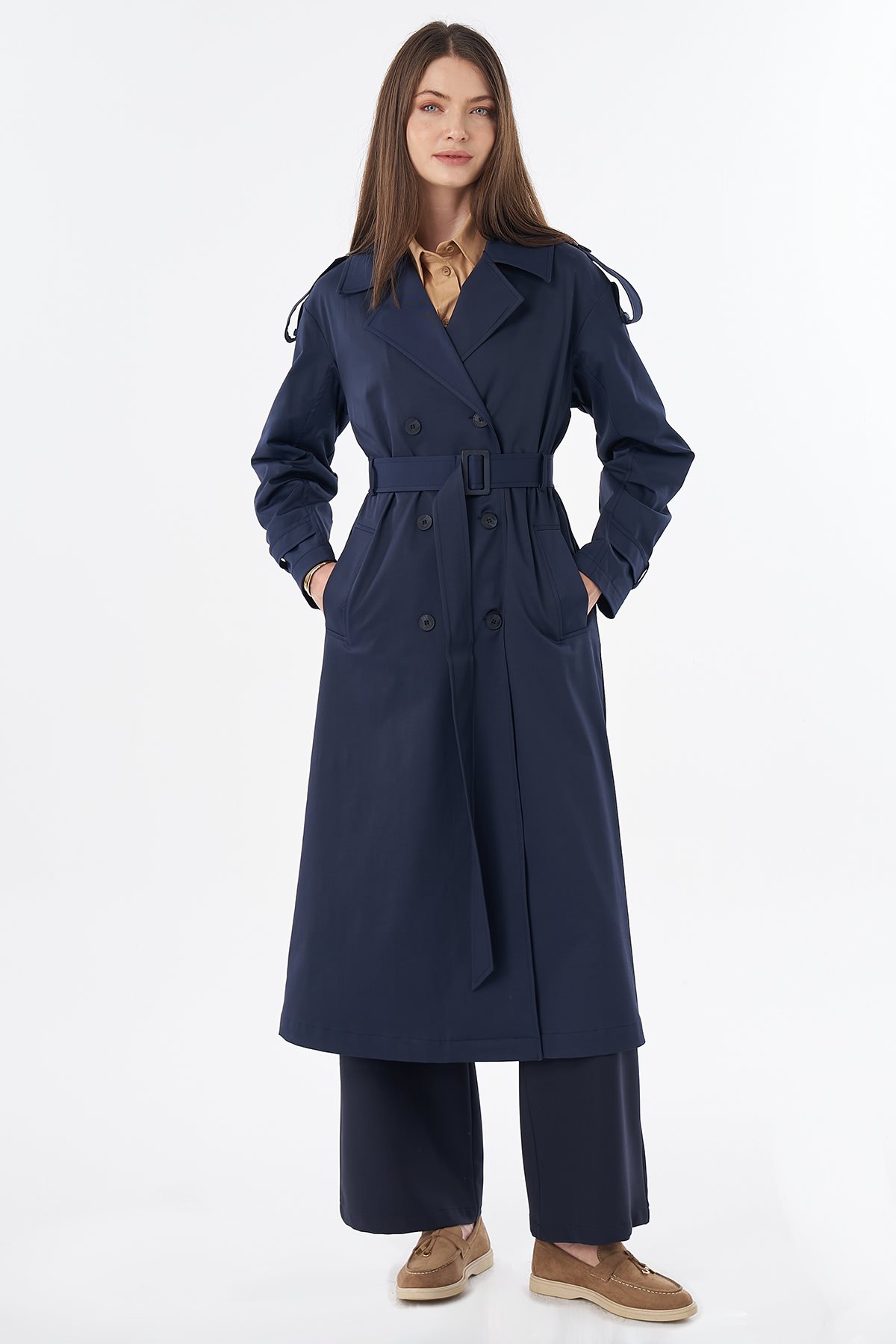Belted Trench Coat Navy