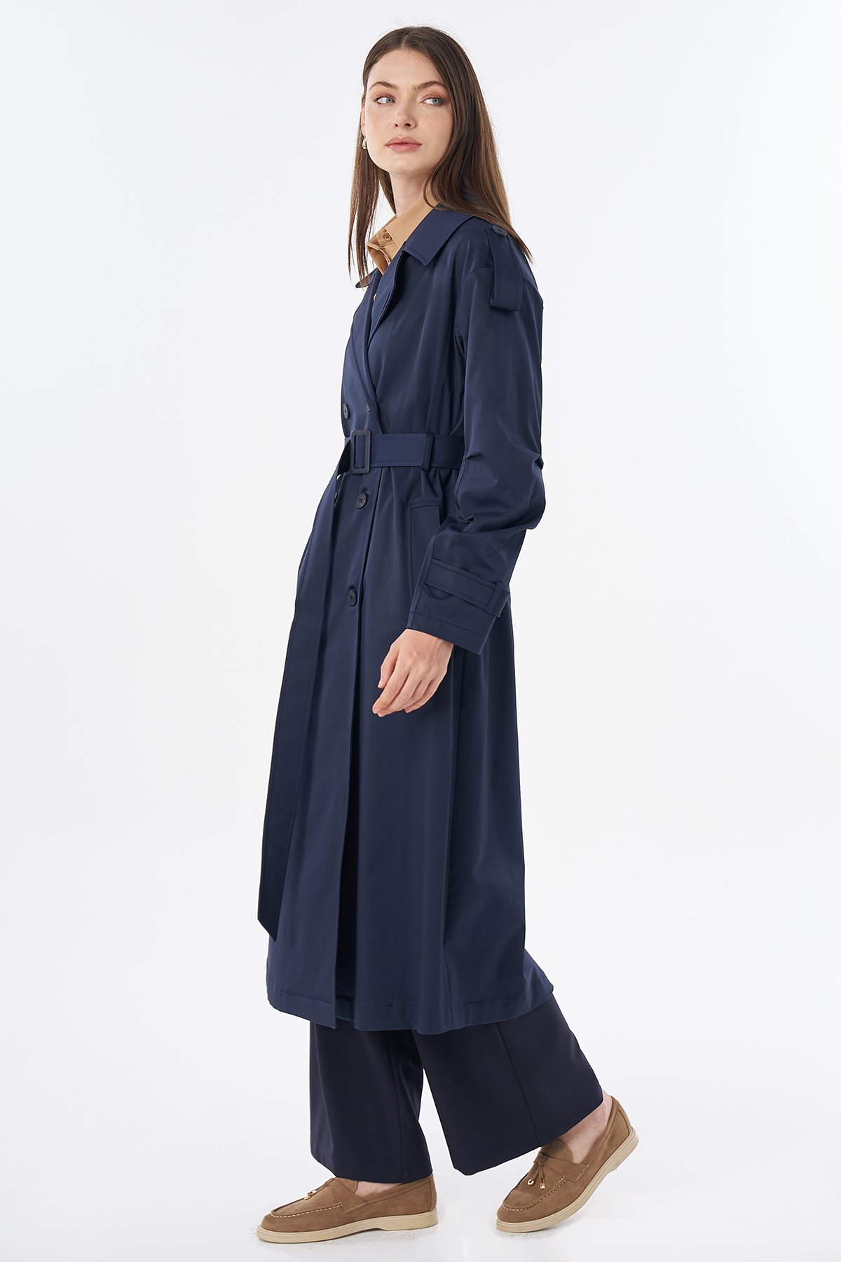 Belted Trench Coat Navy