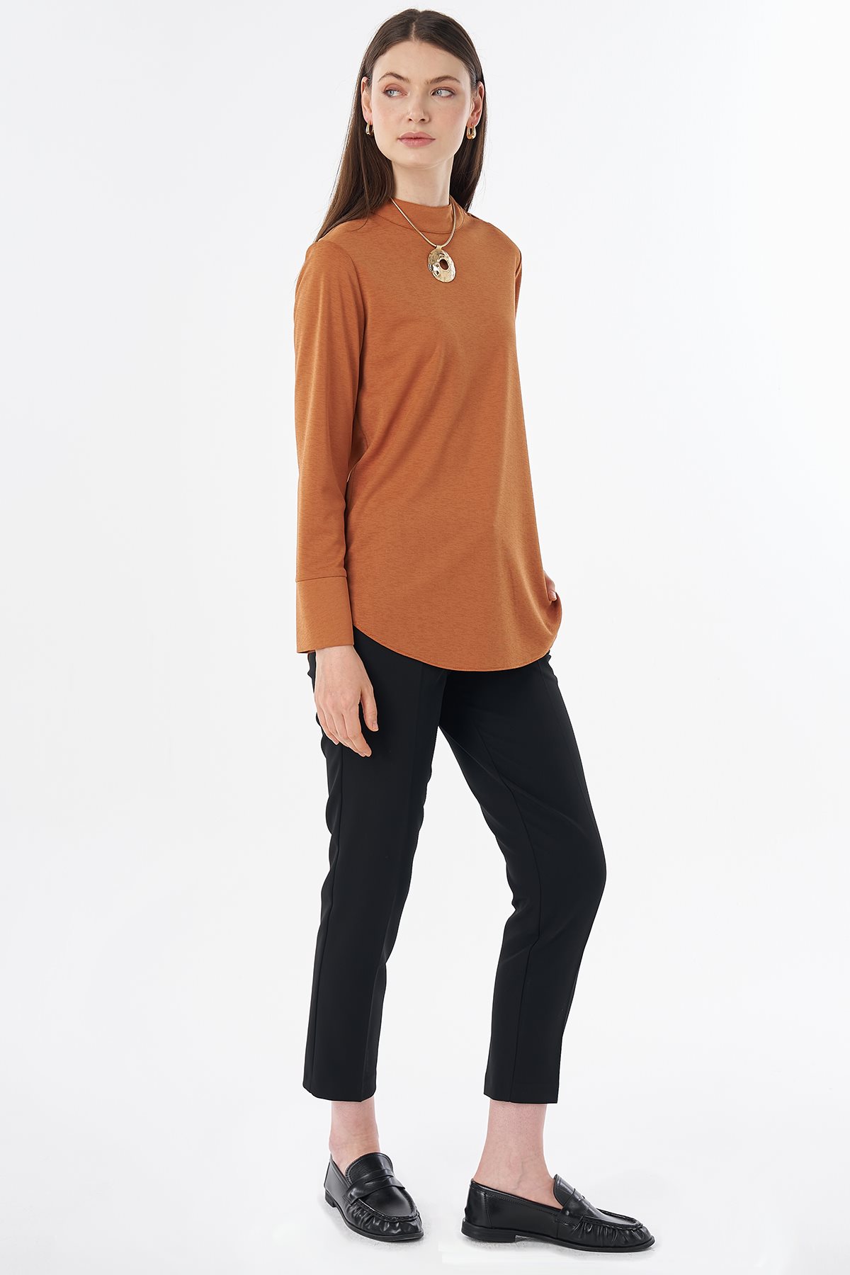 Button-Detail Blouse Orange