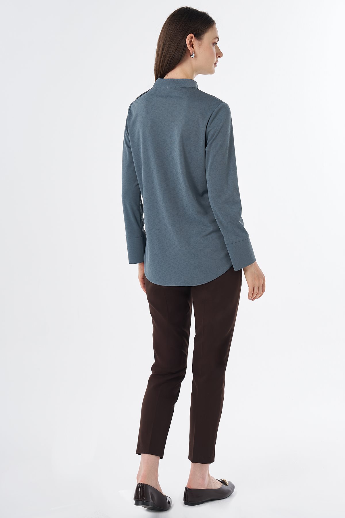 Button-Detail Blouse Petrol