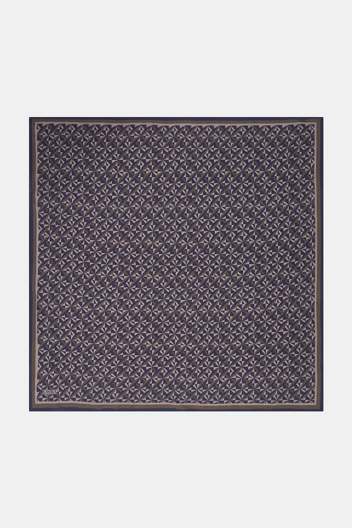 Geometric Pattern Lyocell Scarf Navy-Gray