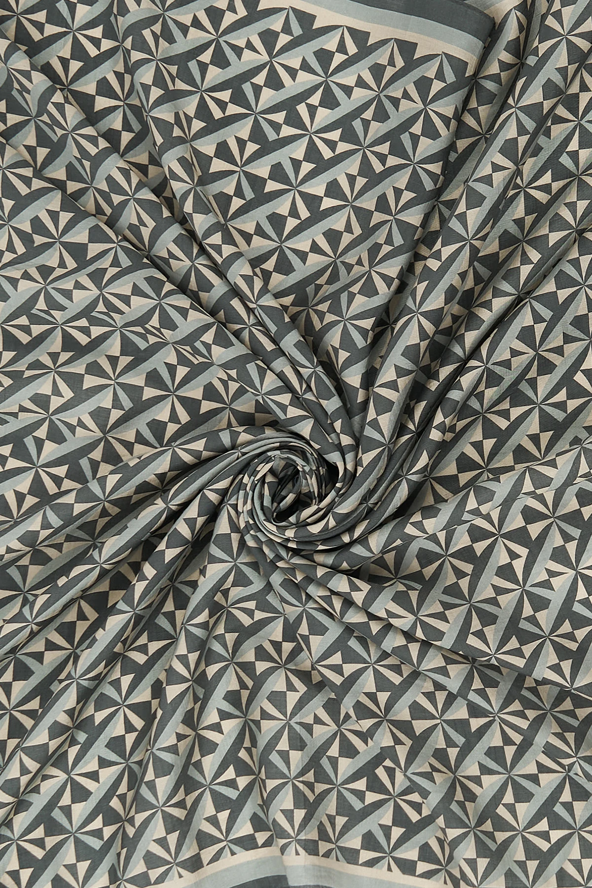 Geometric Pattern Lyocell Scarf Khaki