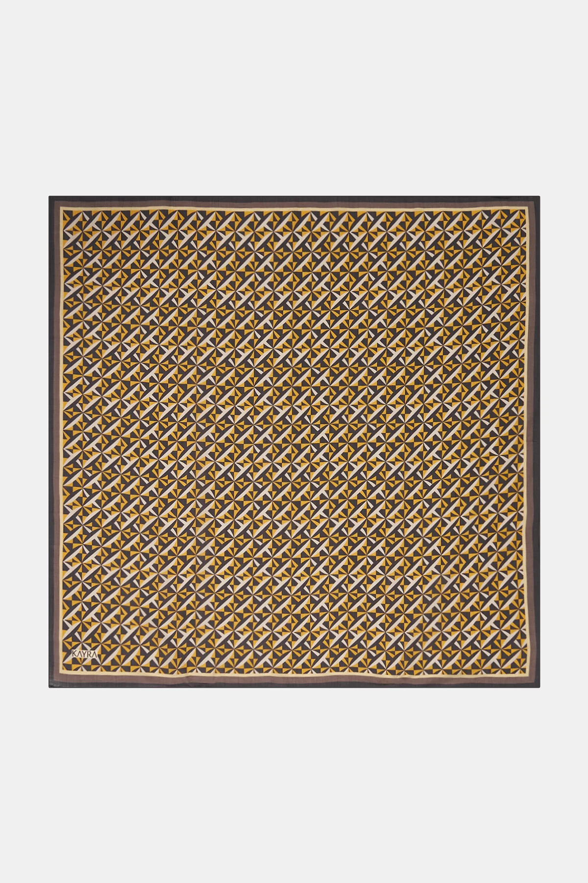 Geometric Pattern Lyocell Scarf Black-Orange