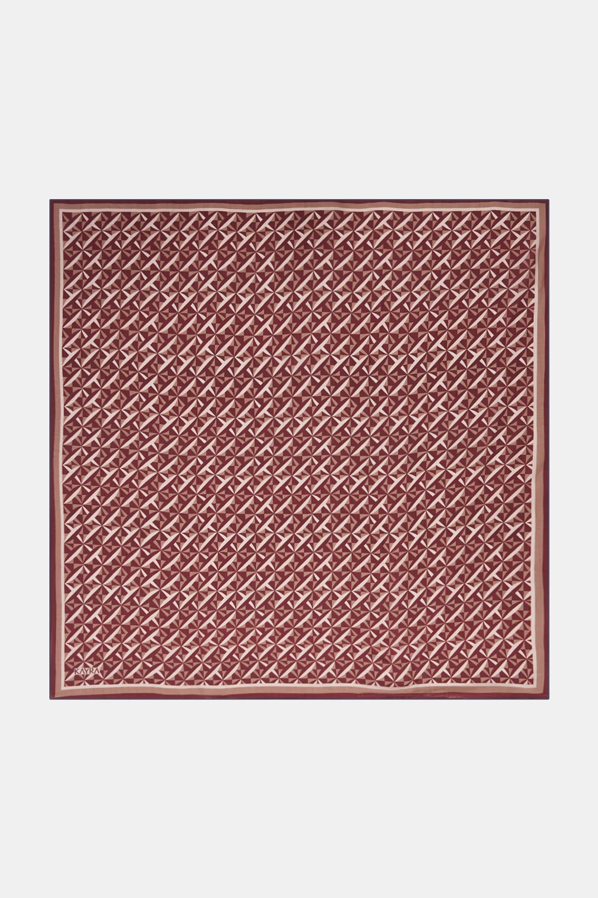 Geometric Pattern Lyocell Scarf Burgundy