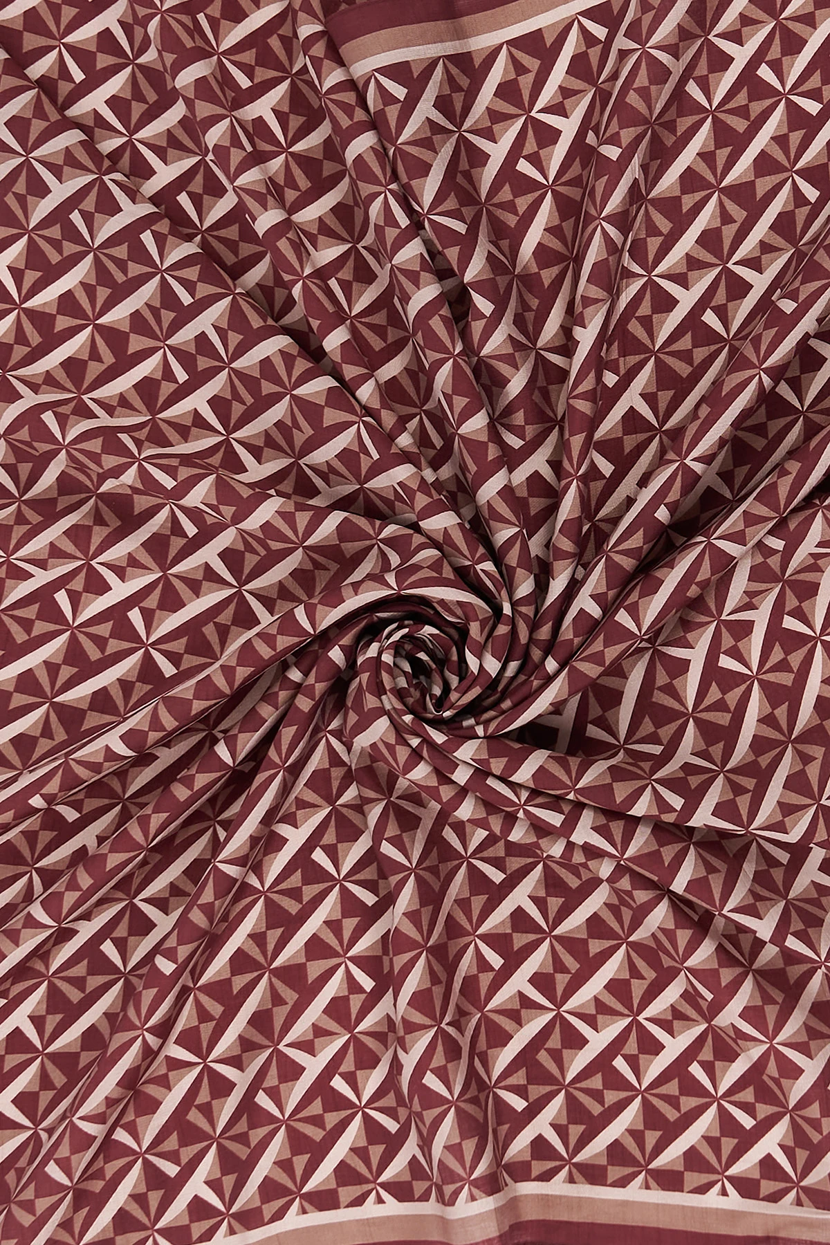 Geometric Pattern Lyocell Scarf Burgundy