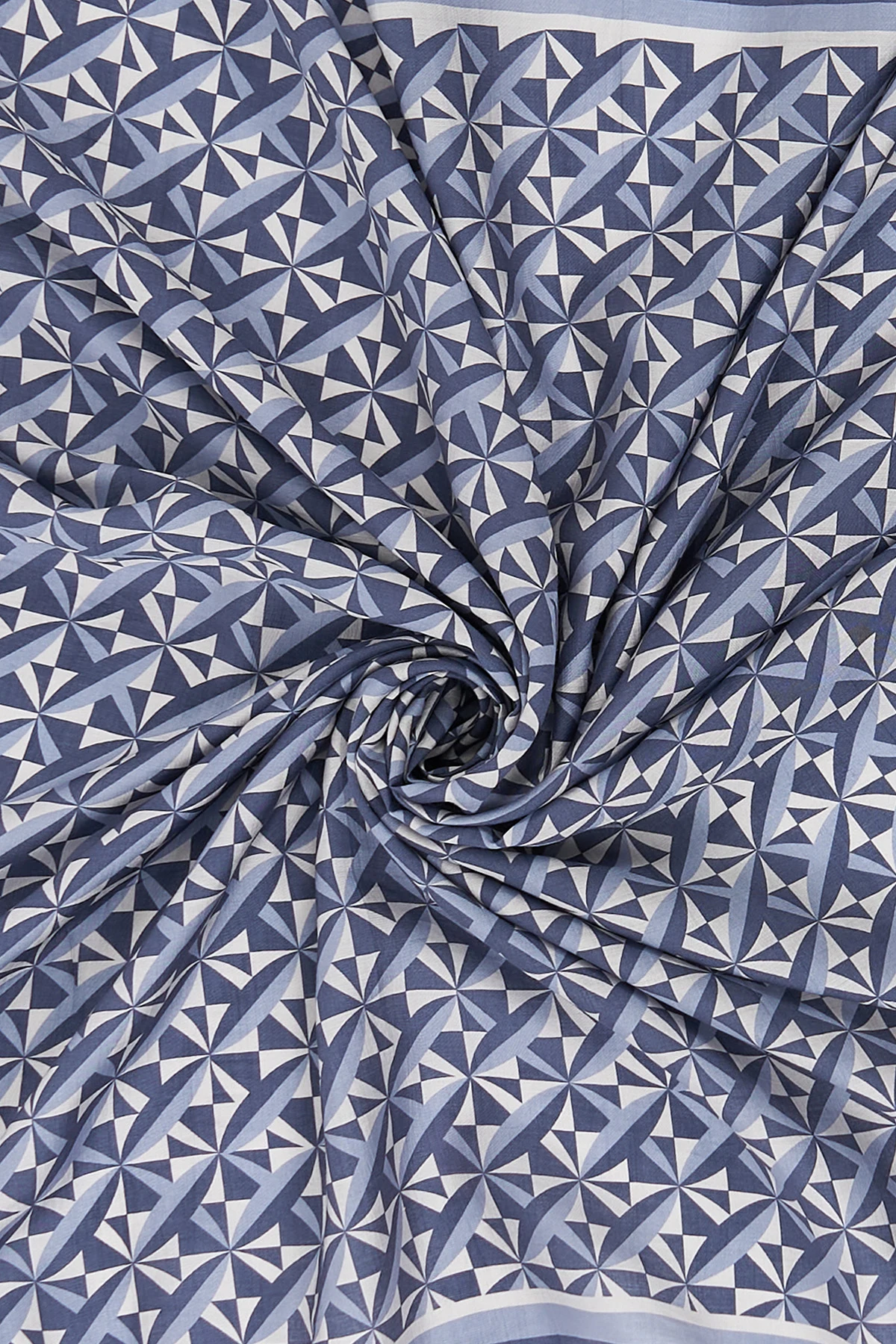 Geometric Pattern Lyocell Scarf Indigo