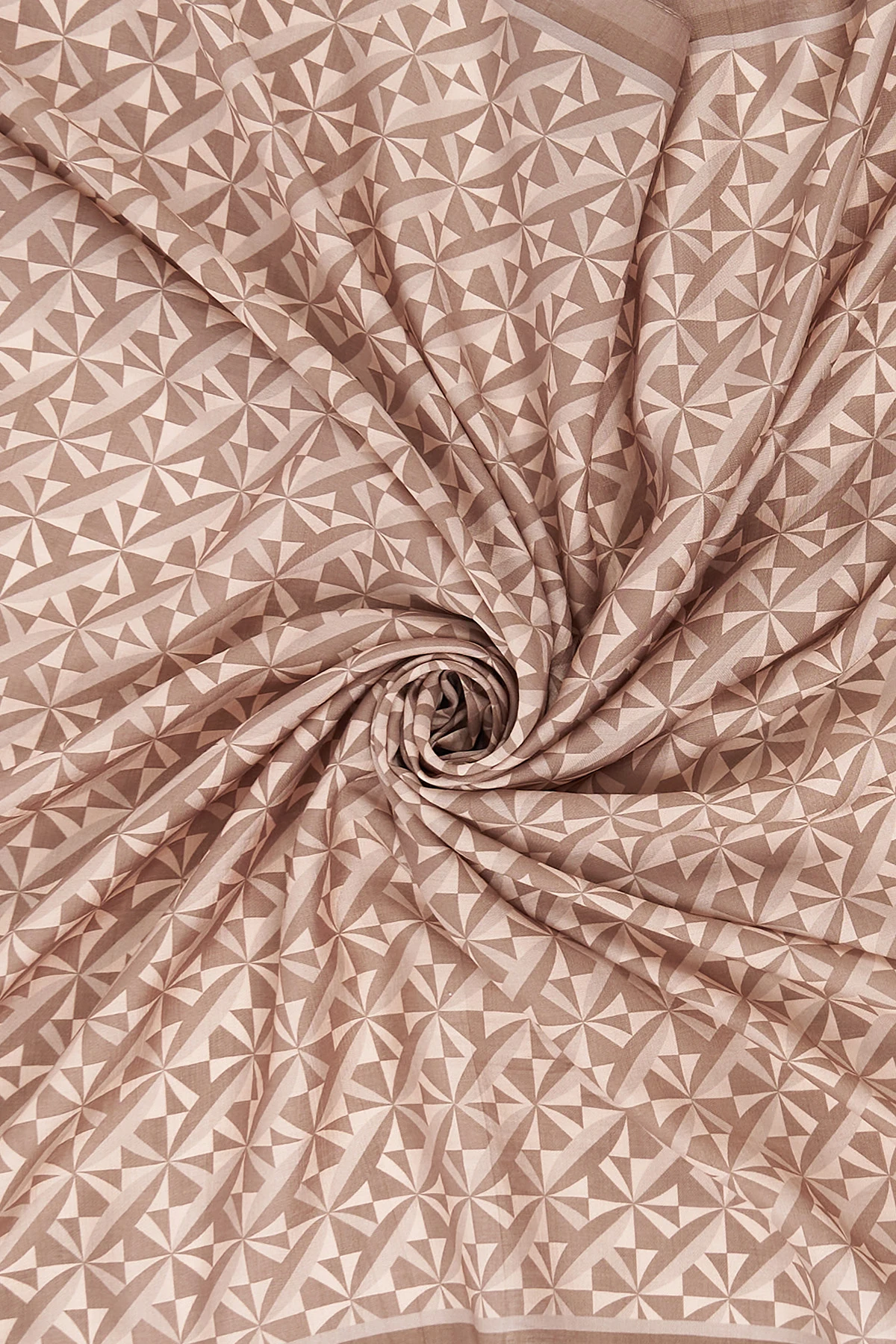 Geometric Pattern Lyocell Scarf Dark Beige