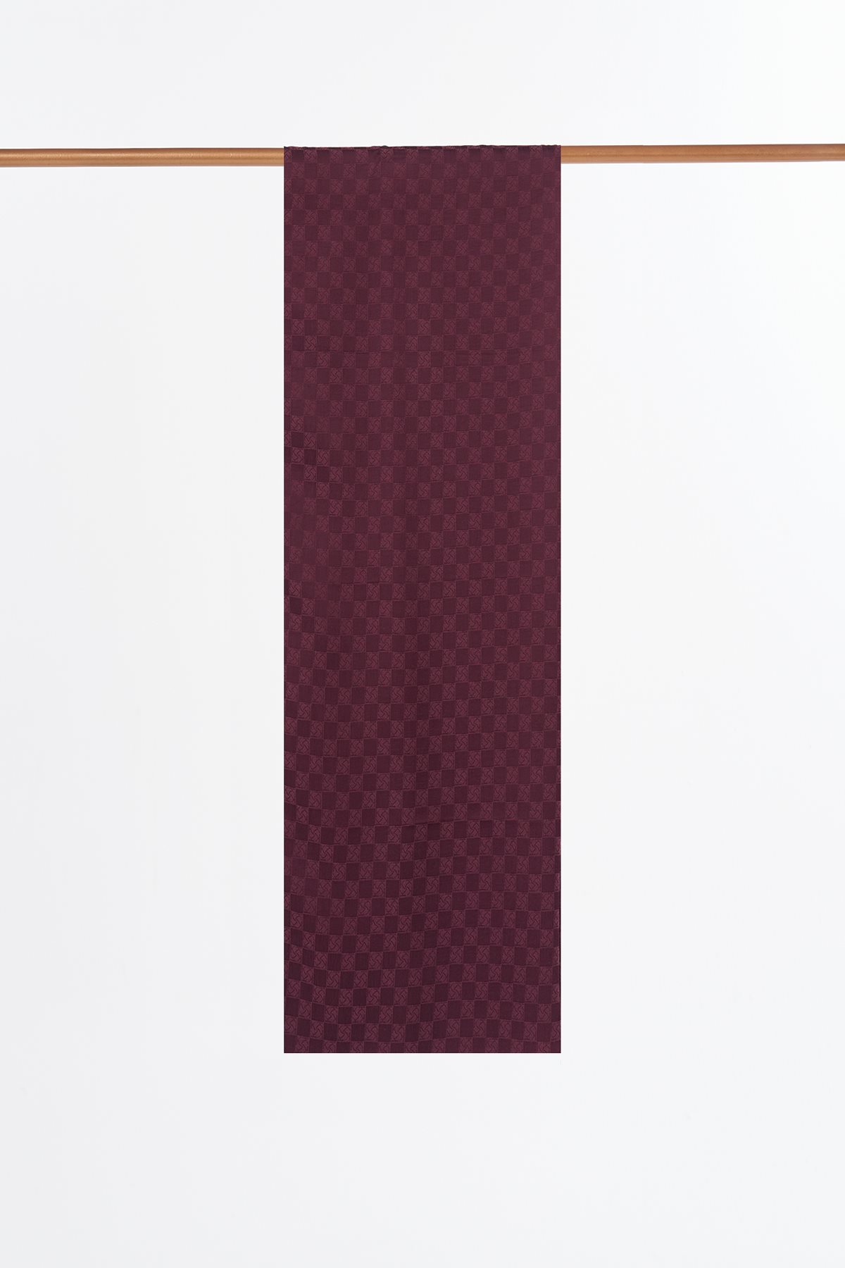 Monogram Pattern Cotton Satin Shawl Dark Plum