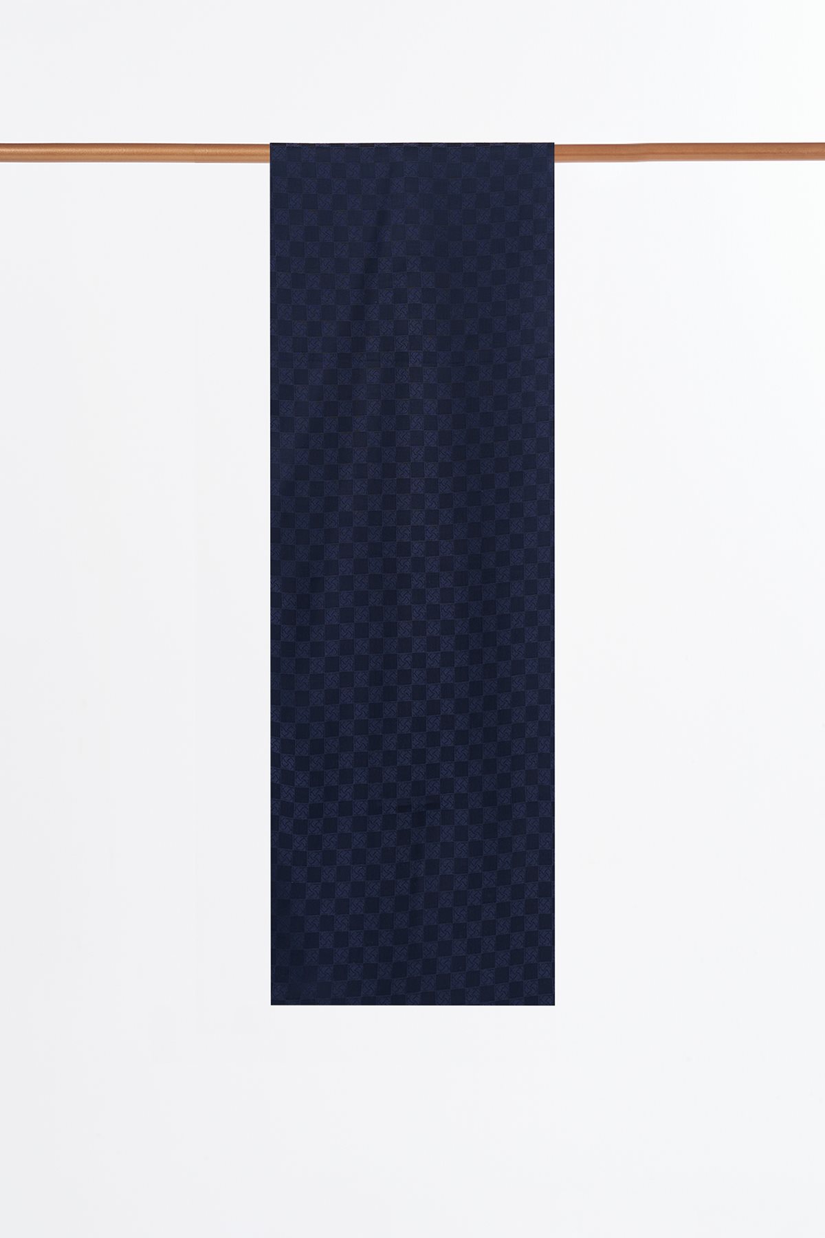 Monogram Pattern Cotton Satin Shawl Navy