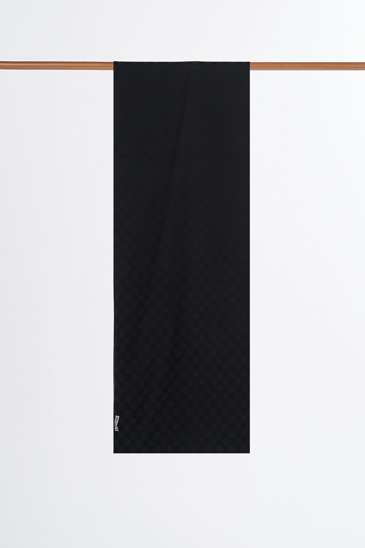 Monogram Pattern Cotton Satin Shawl Black