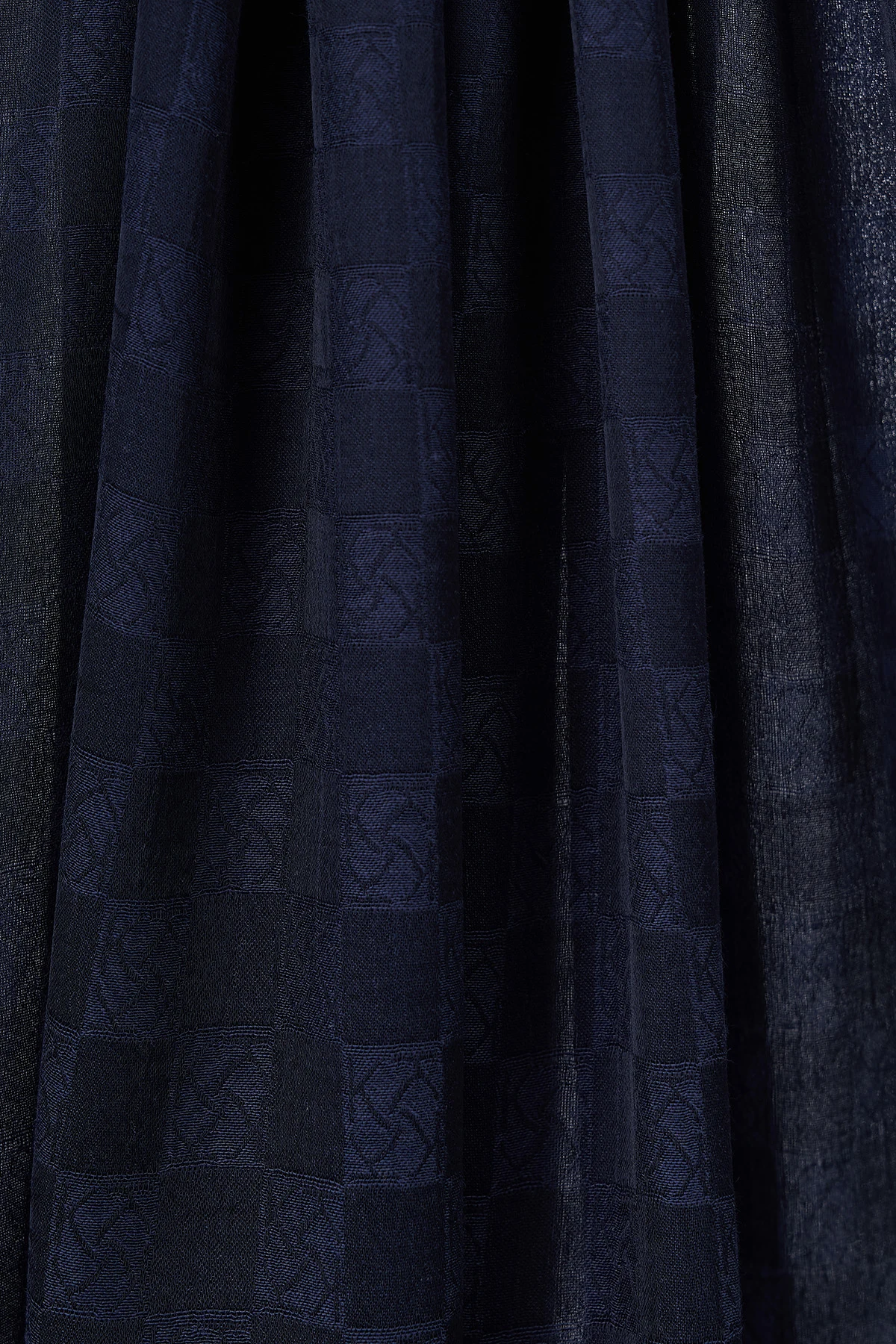 Monogram Pattern Cotton Satin Shawl Navy