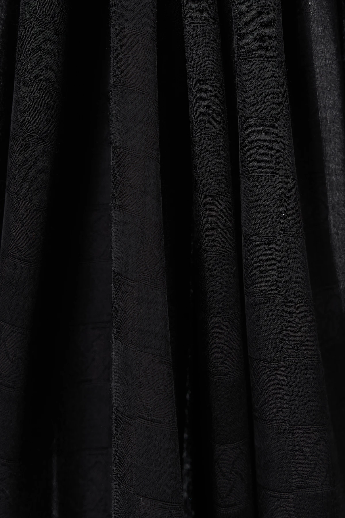 Monogram Pattern Cotton Satin Shawl Black