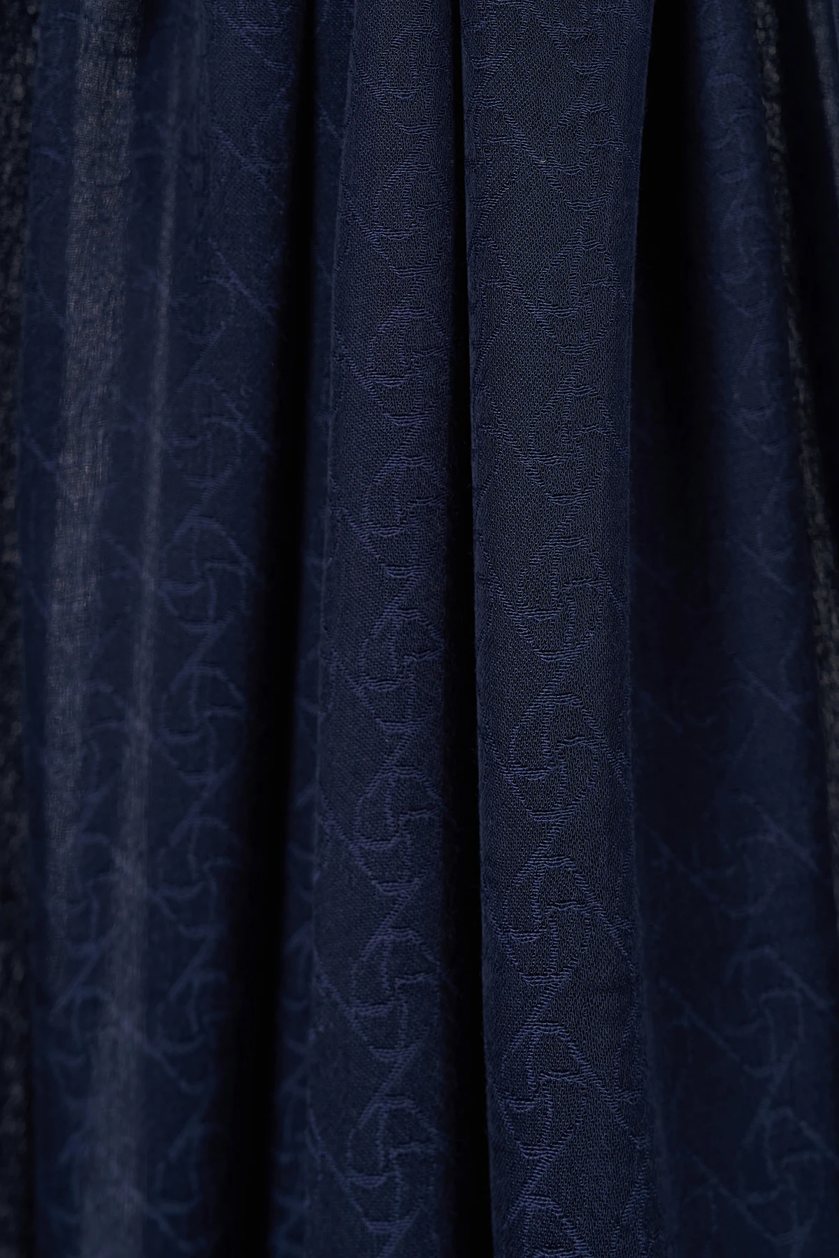 Monogram-Detail Cotton Satin Shawl Navy