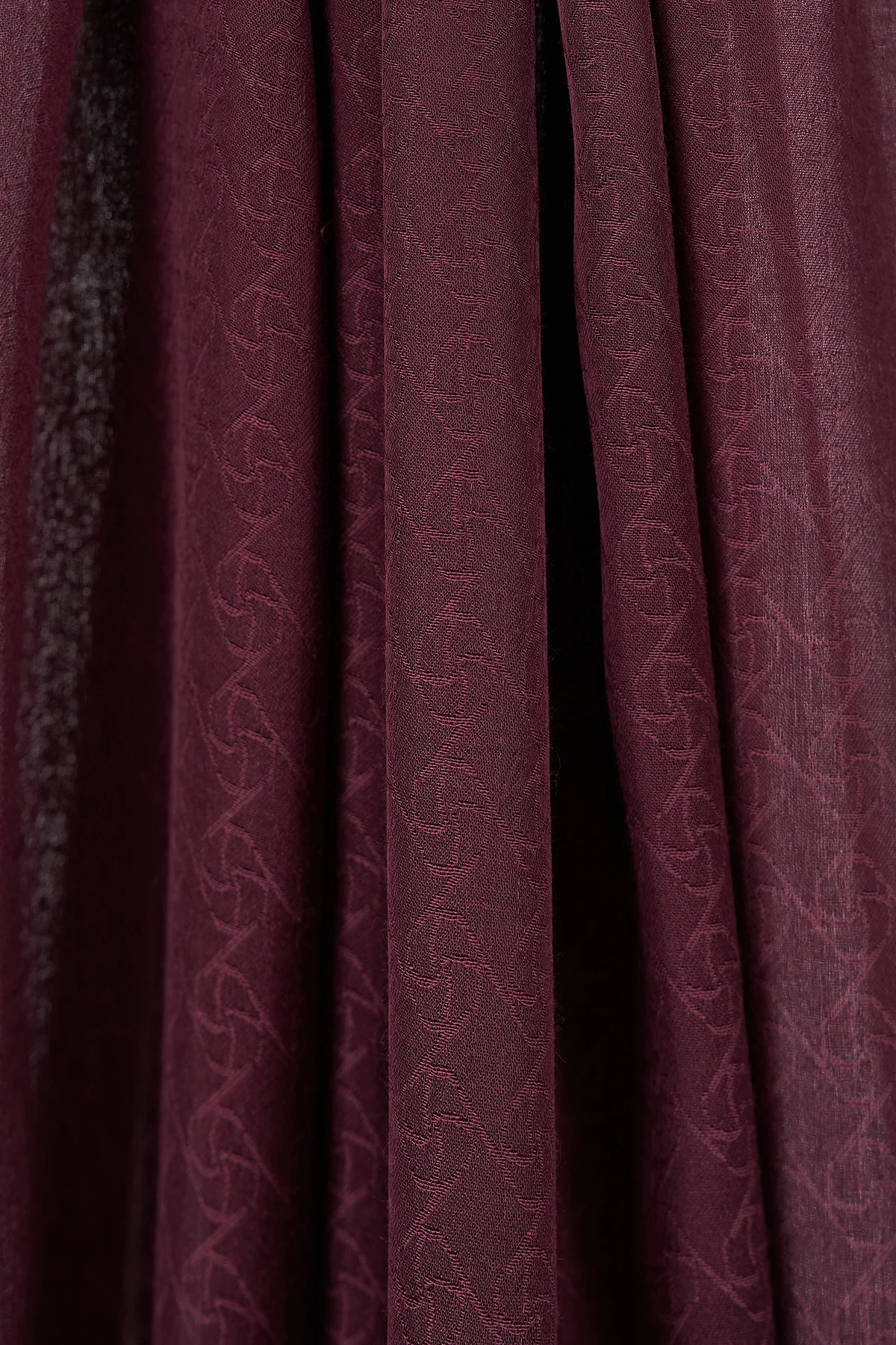 Monogram-Detail Cotton Satin Shawl Dark Plum