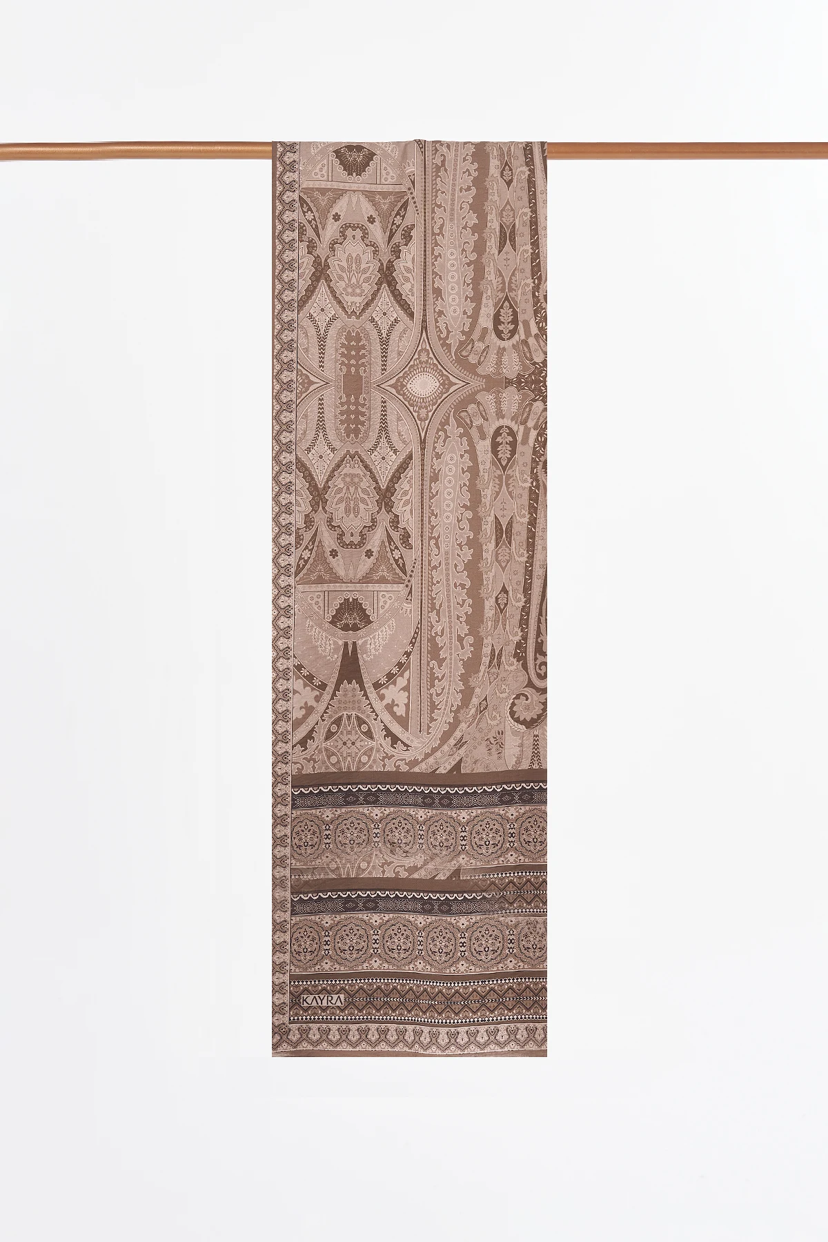 Ethnic Pattern Lyocell Shawl Dark Mink