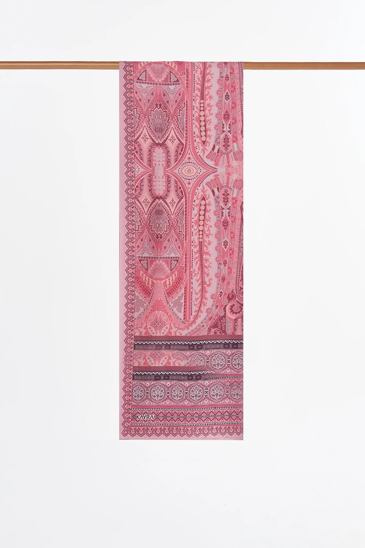 Ethnic Pattern Lyocell Shawl Powder Pink