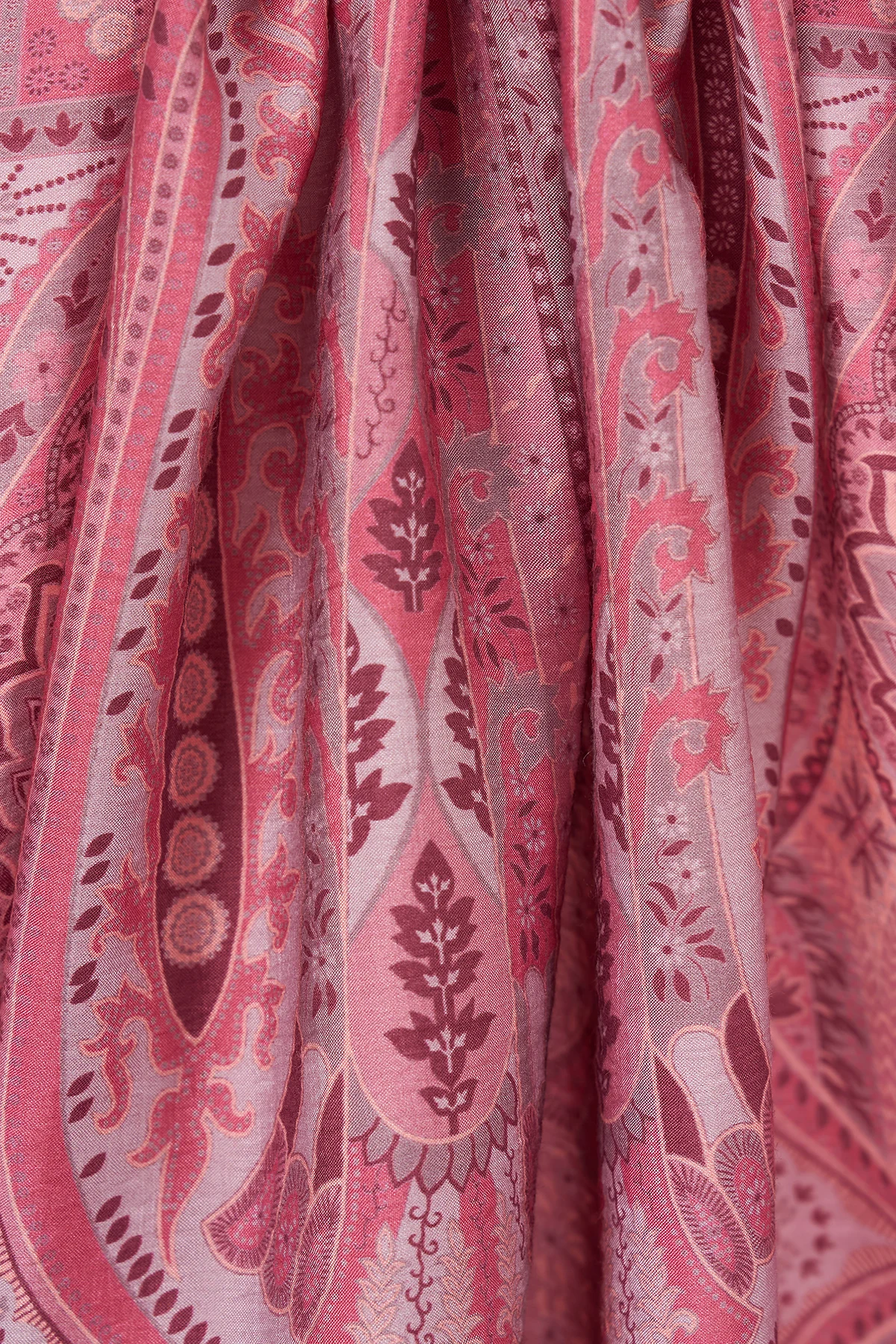 Ethnic Pattern Lyocell Shawl Powder Pink