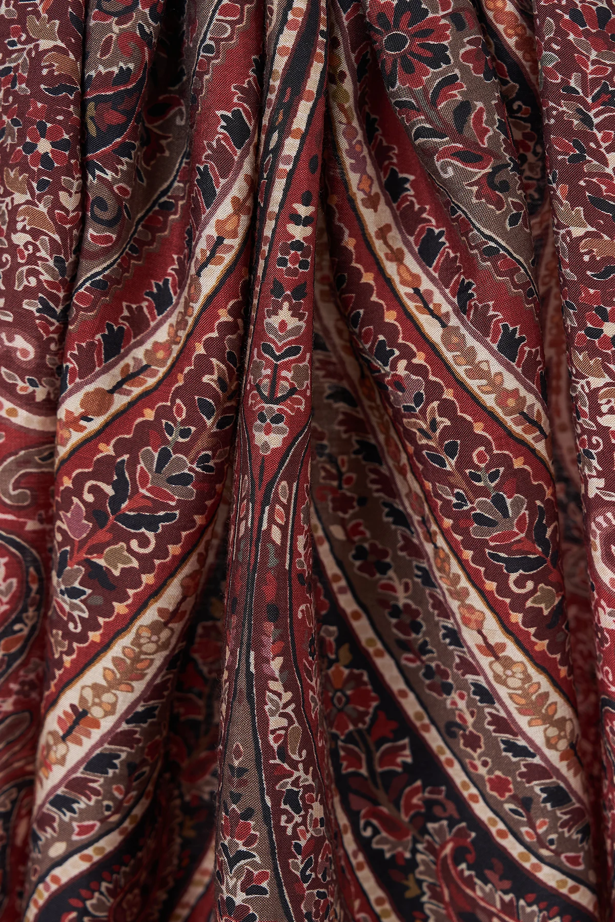Ethnic Pattern Lyocell Shawl Burgundy