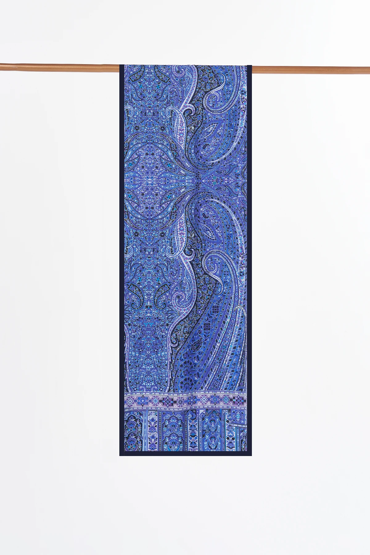 Ethnic Pattern Lyocell Shawl İndigo