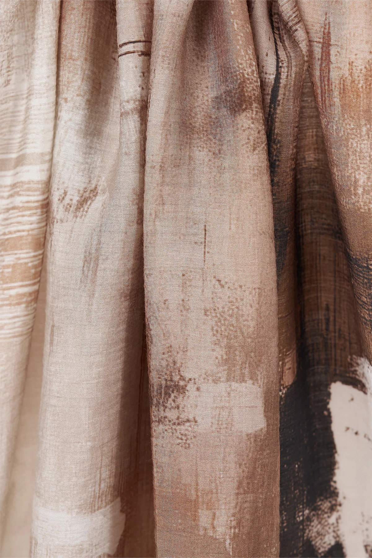 Brushstroke Pattern Lyocell Shawl Beige