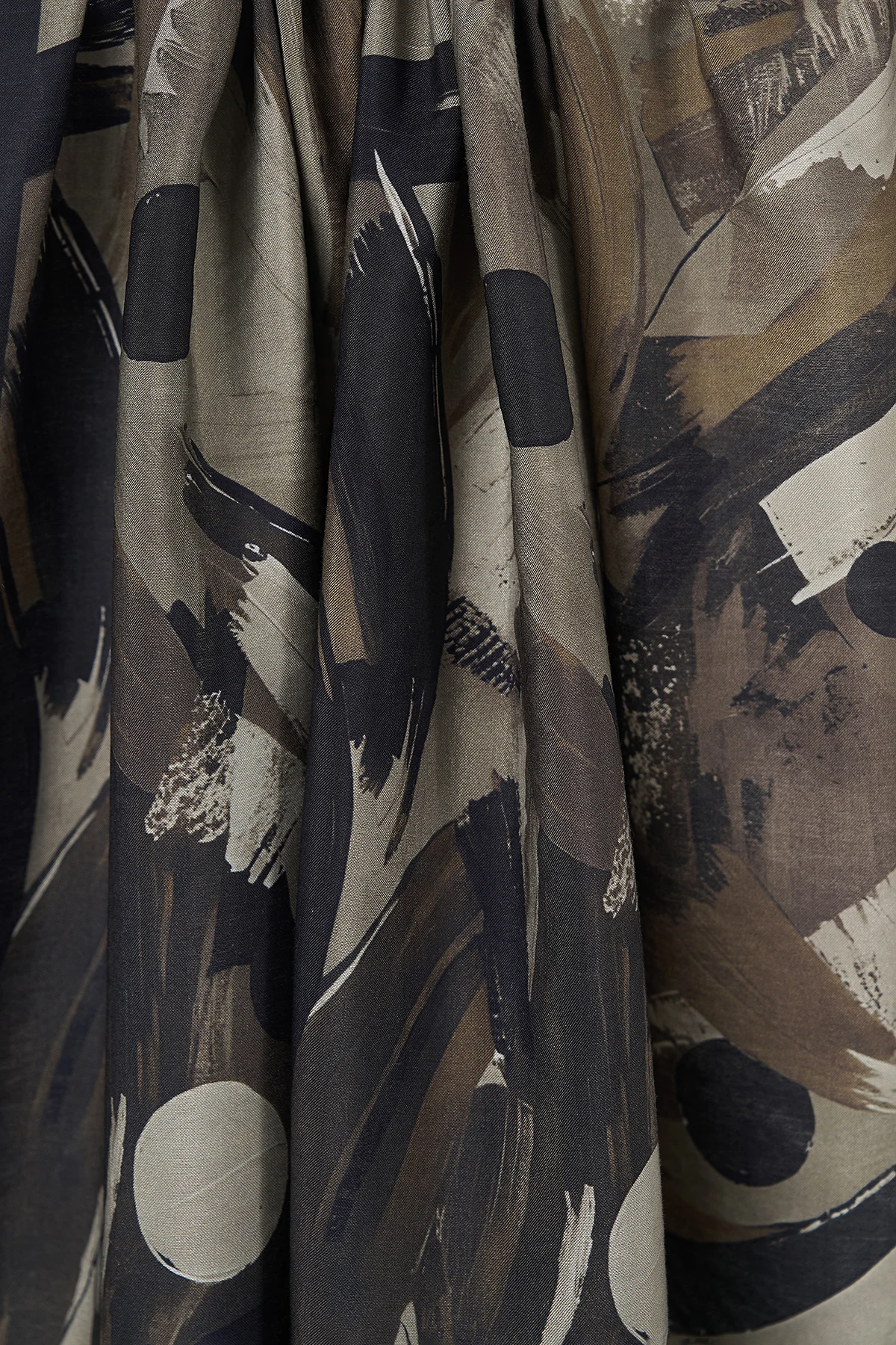 Brushstroke Pattern Viscose Shawl Khaki