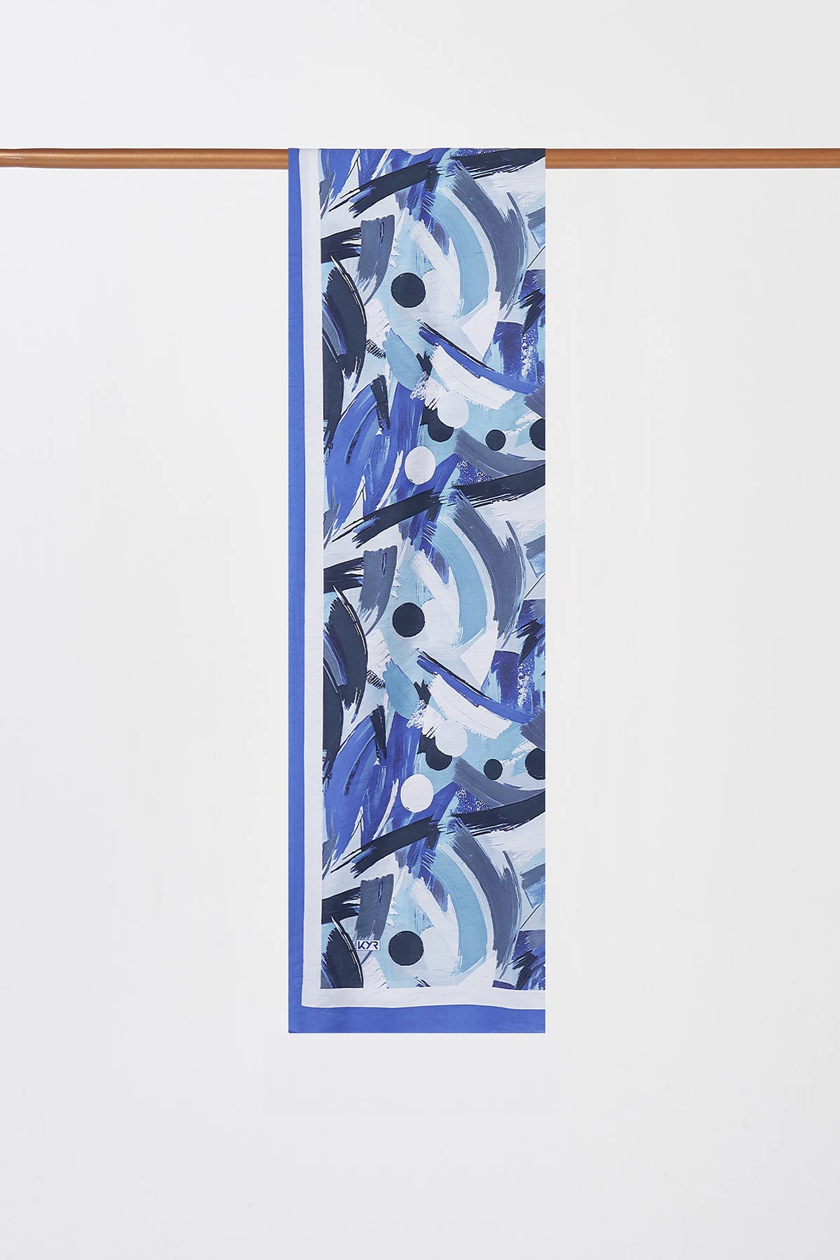 Brushstroke Pattern Viscose Shawl Indigo