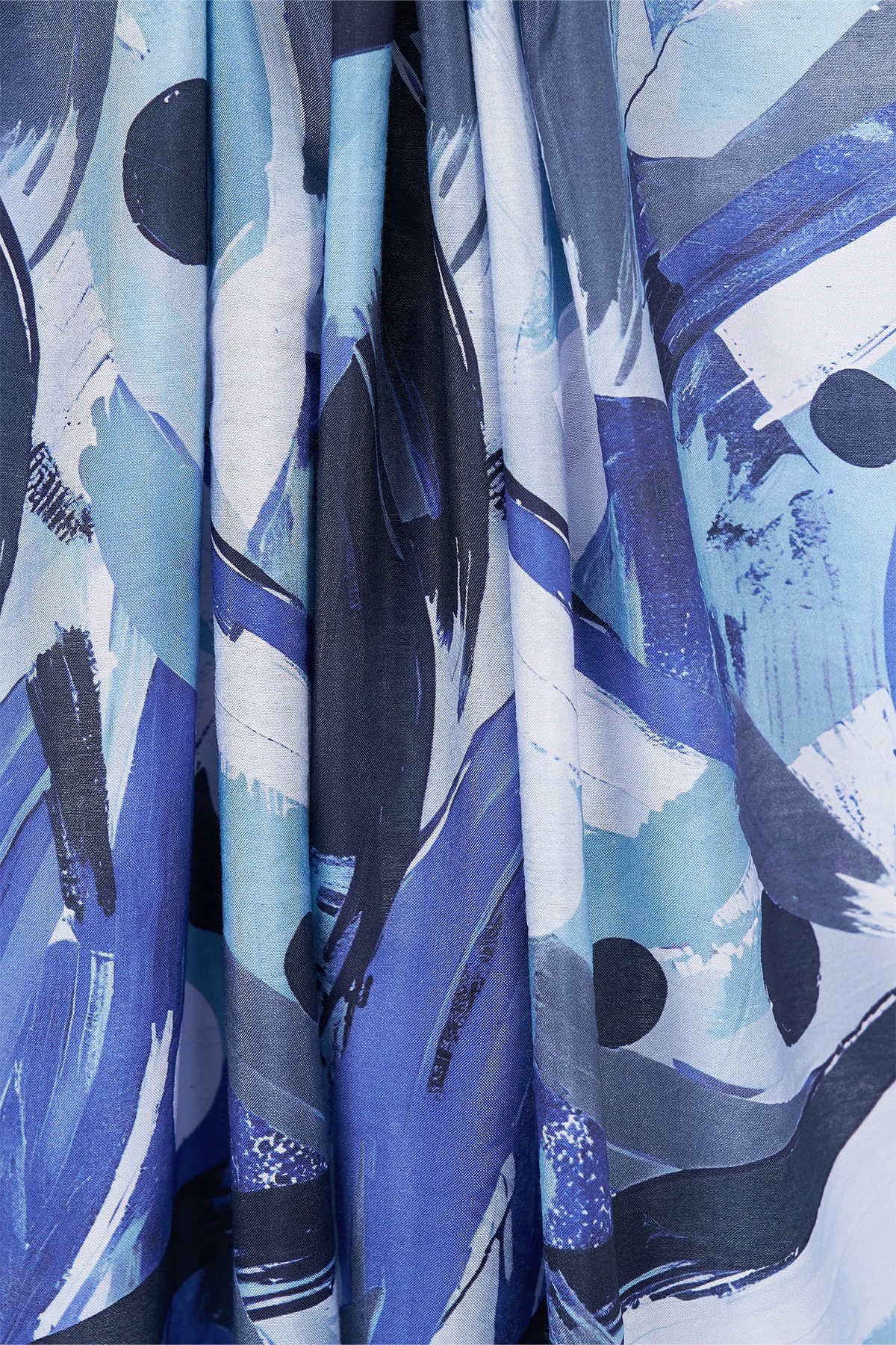 Brushstroke Pattern Viscose Shawl Indigo