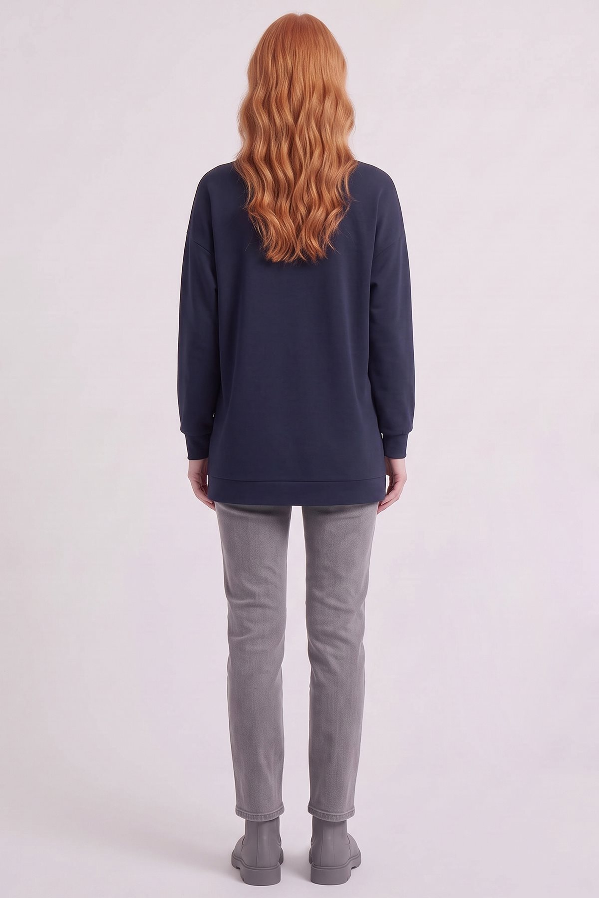Polo-Neck Sweatshirt Navy