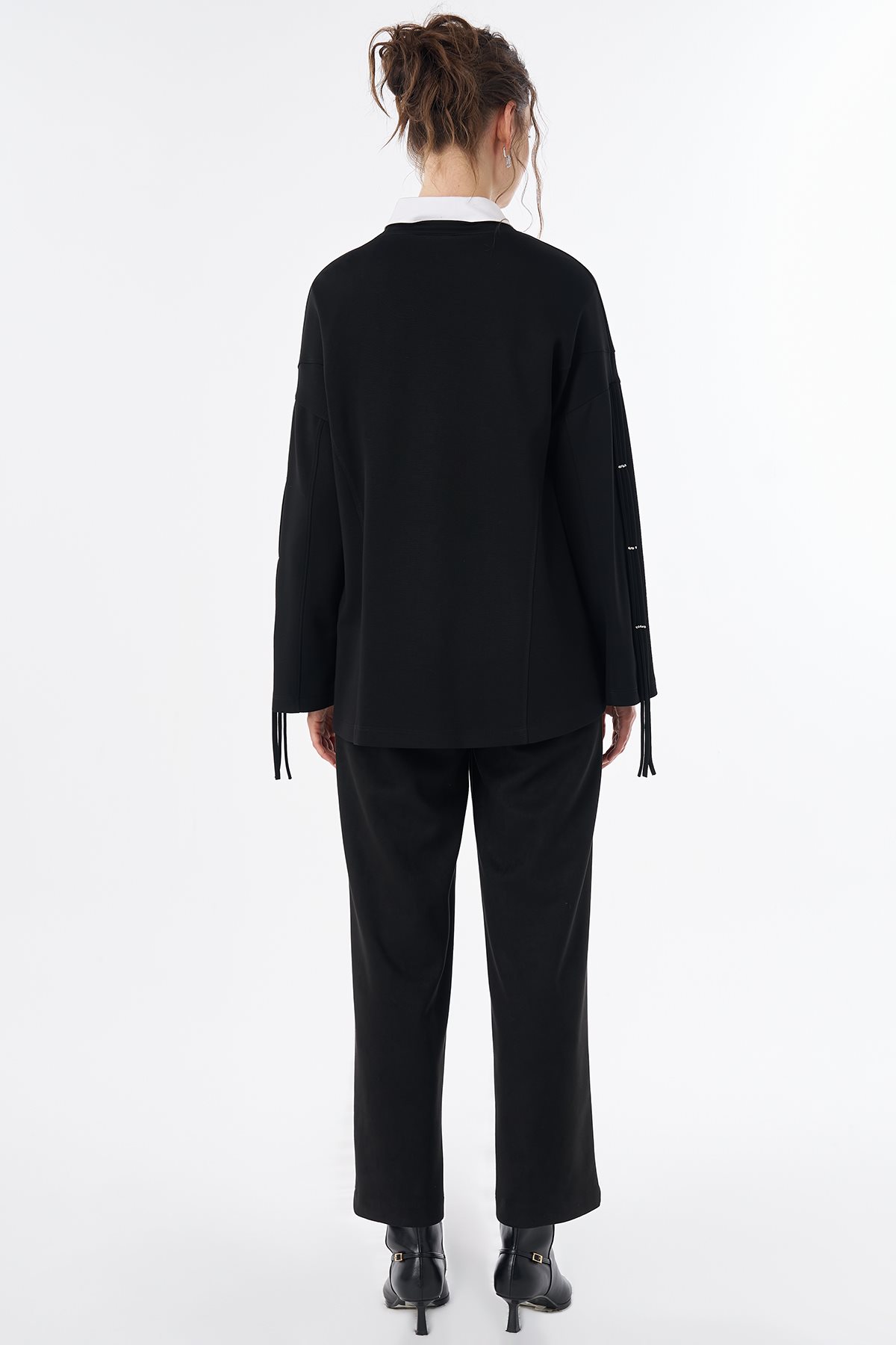 Taş Detaylı Rayon Sweatshirt Siyah