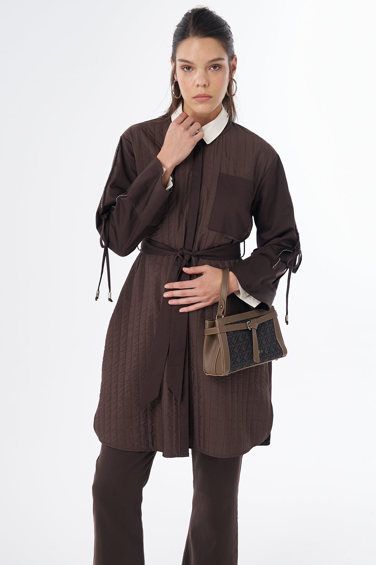 Taş Detaylı Tunik Kahve