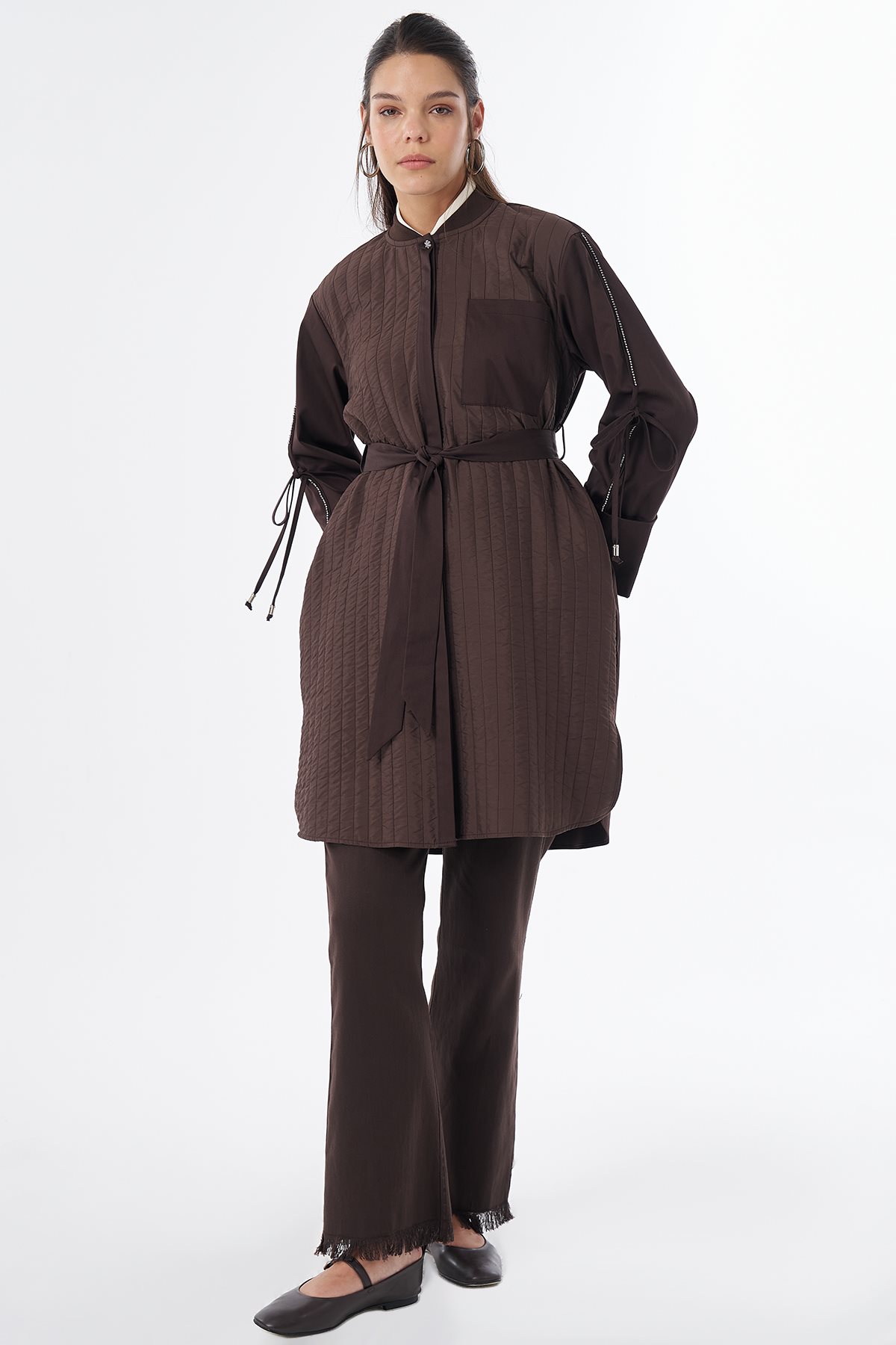 Taş Detaylı Tunik Kahve