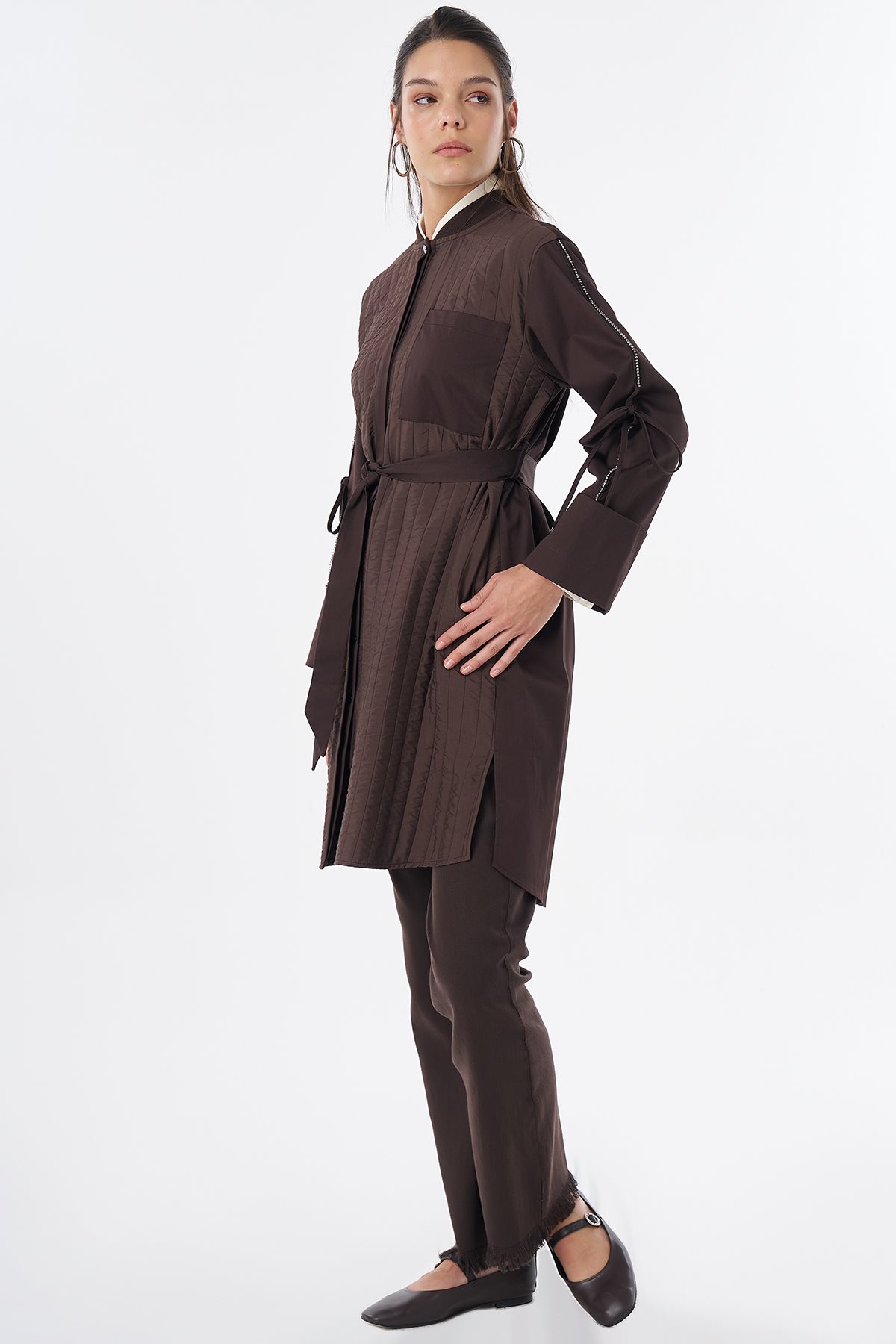 Taş Detaylı Tunik Kahve