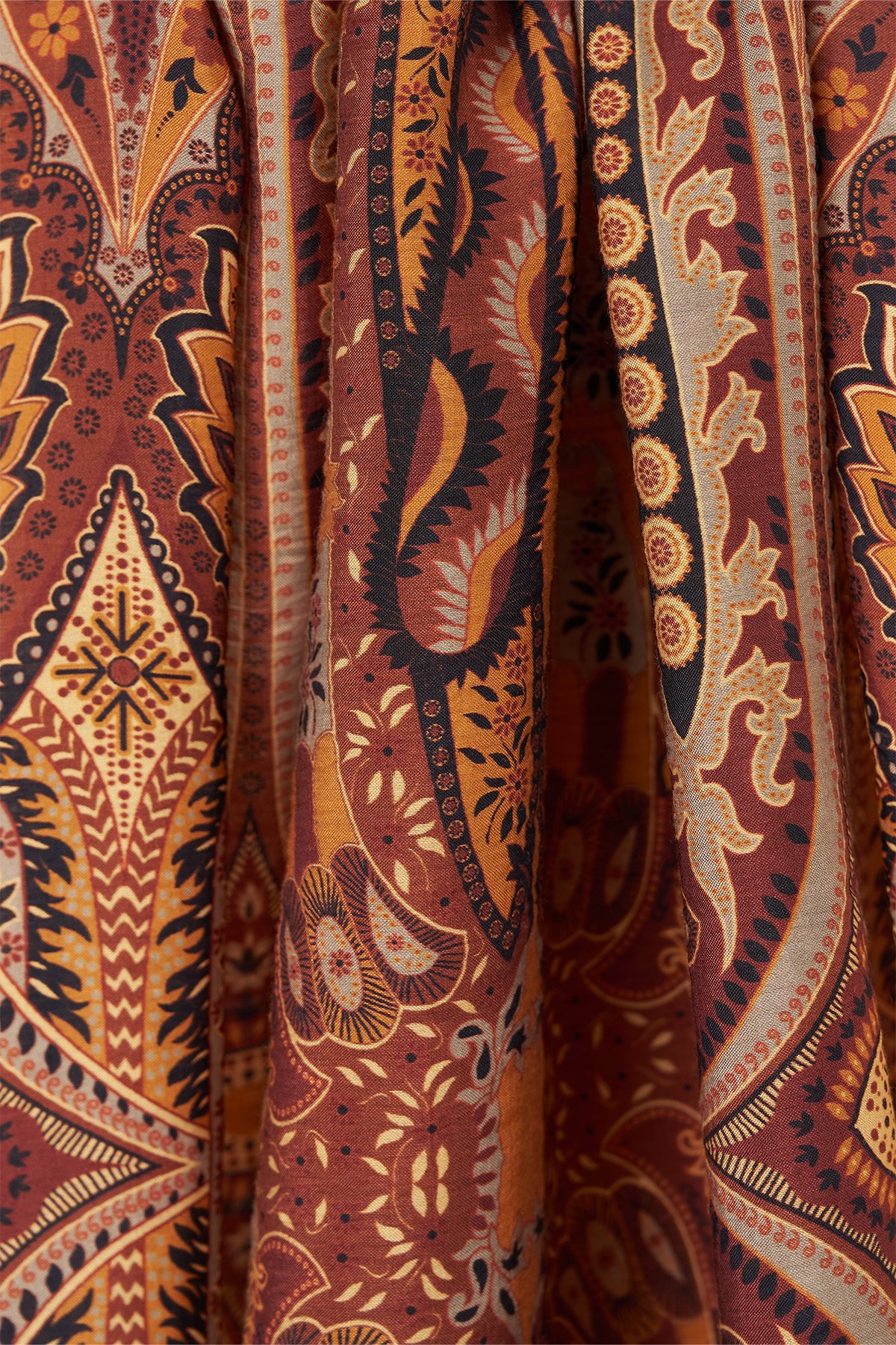Ethnic Pattern Lyocell Shawl Cinnamon