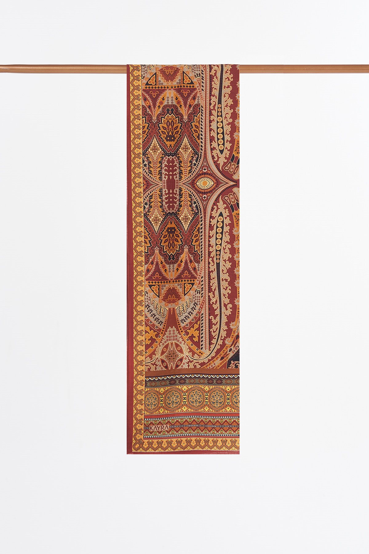 Ethnic Pattern Lyocell Shawl Cinnamon