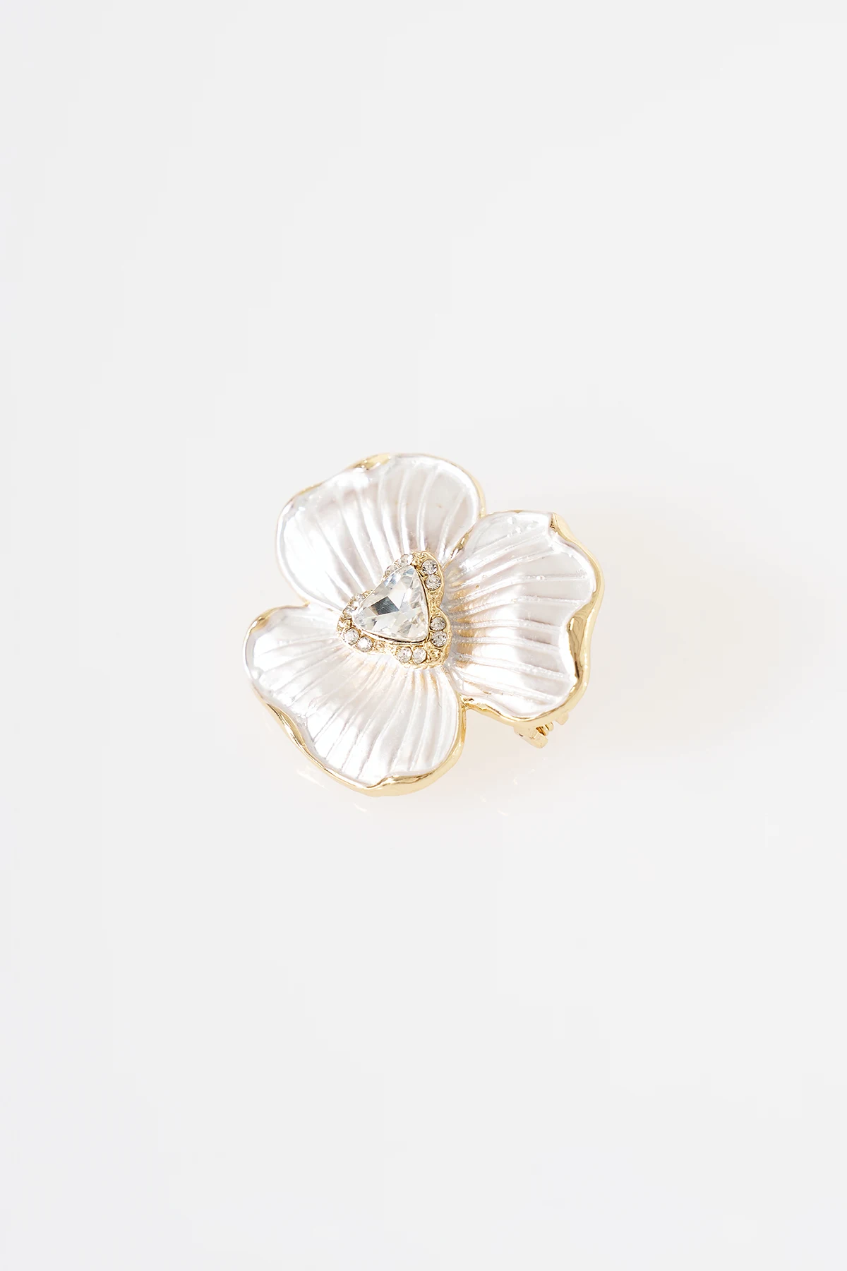 Enamel Flower Brooch Gold