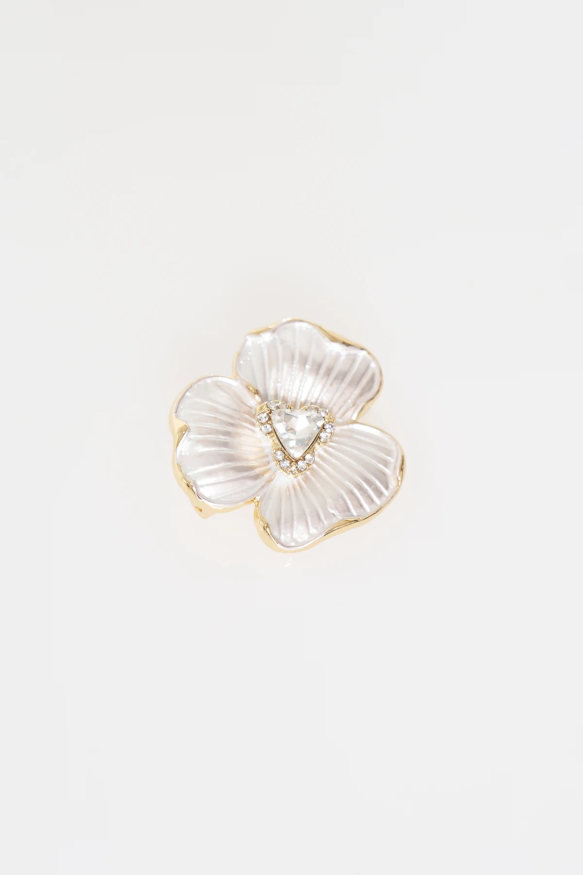 Enamel Flower Brooch Gold