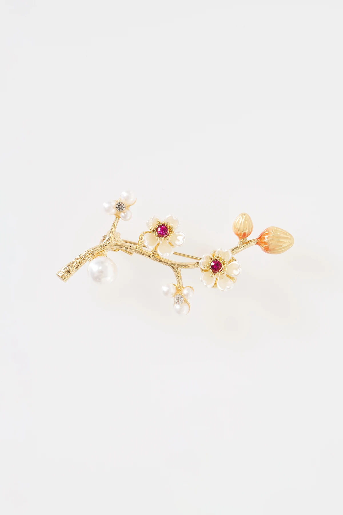 Cherry Branch Brooch Gold