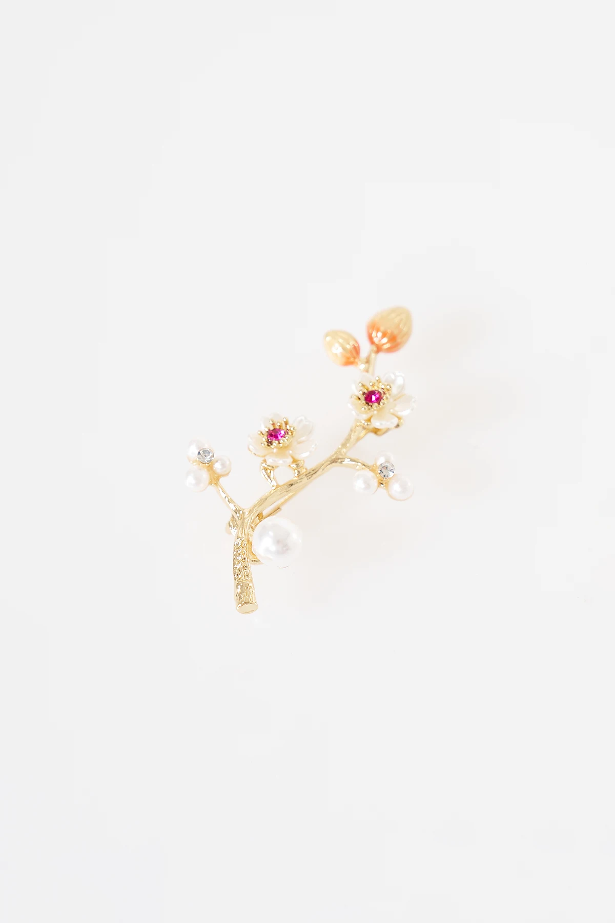 Cherry Branch Brooch Gold