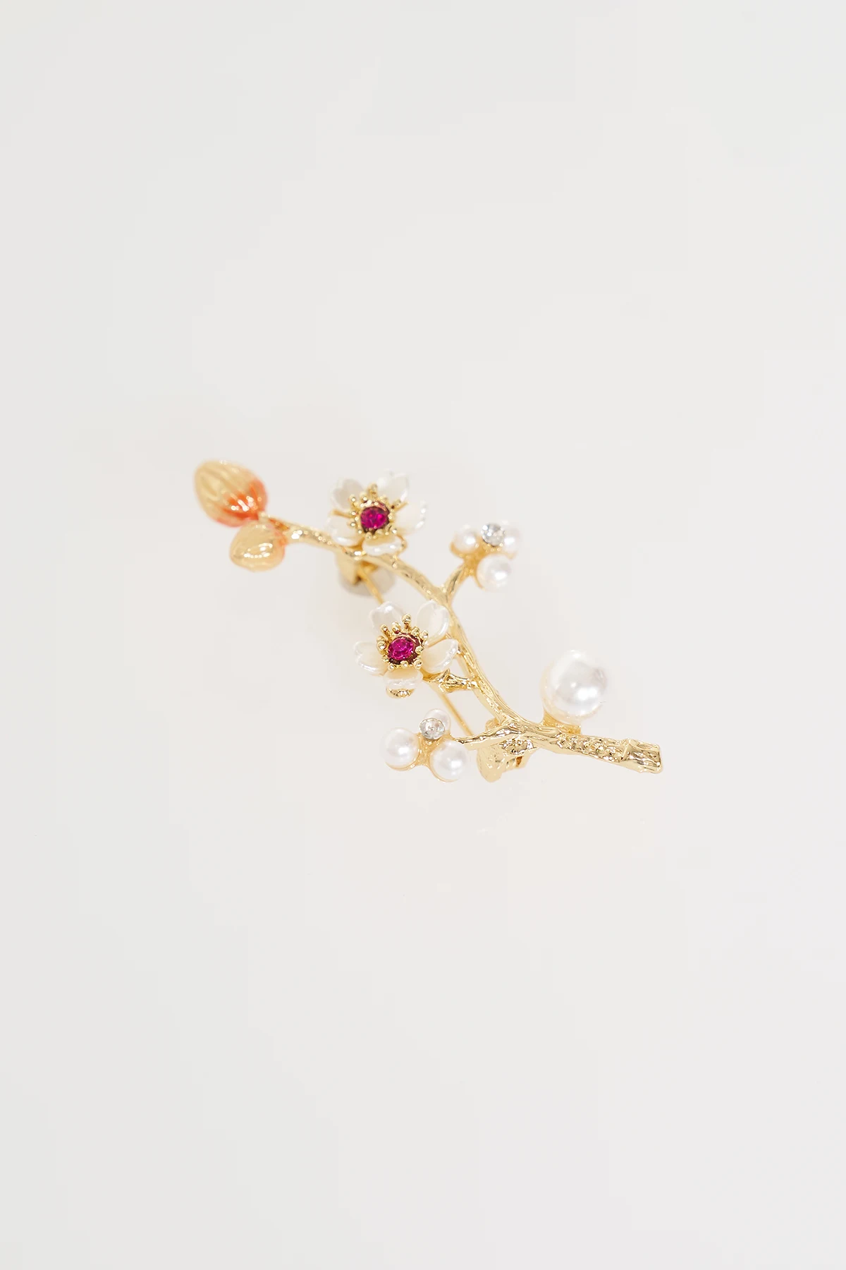 Cherry Branch Brooch Gold