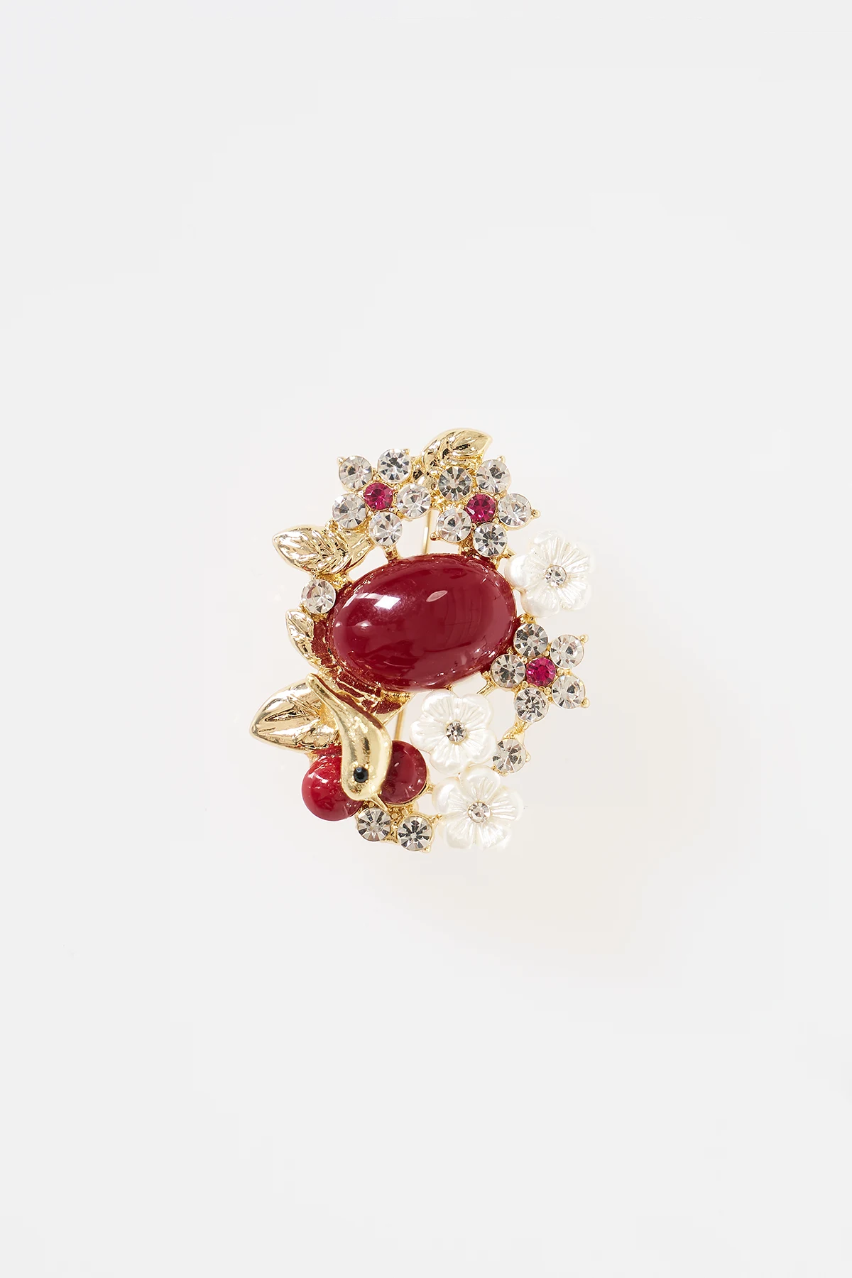 Mother-of-Pearl Flower Brooch Gold
