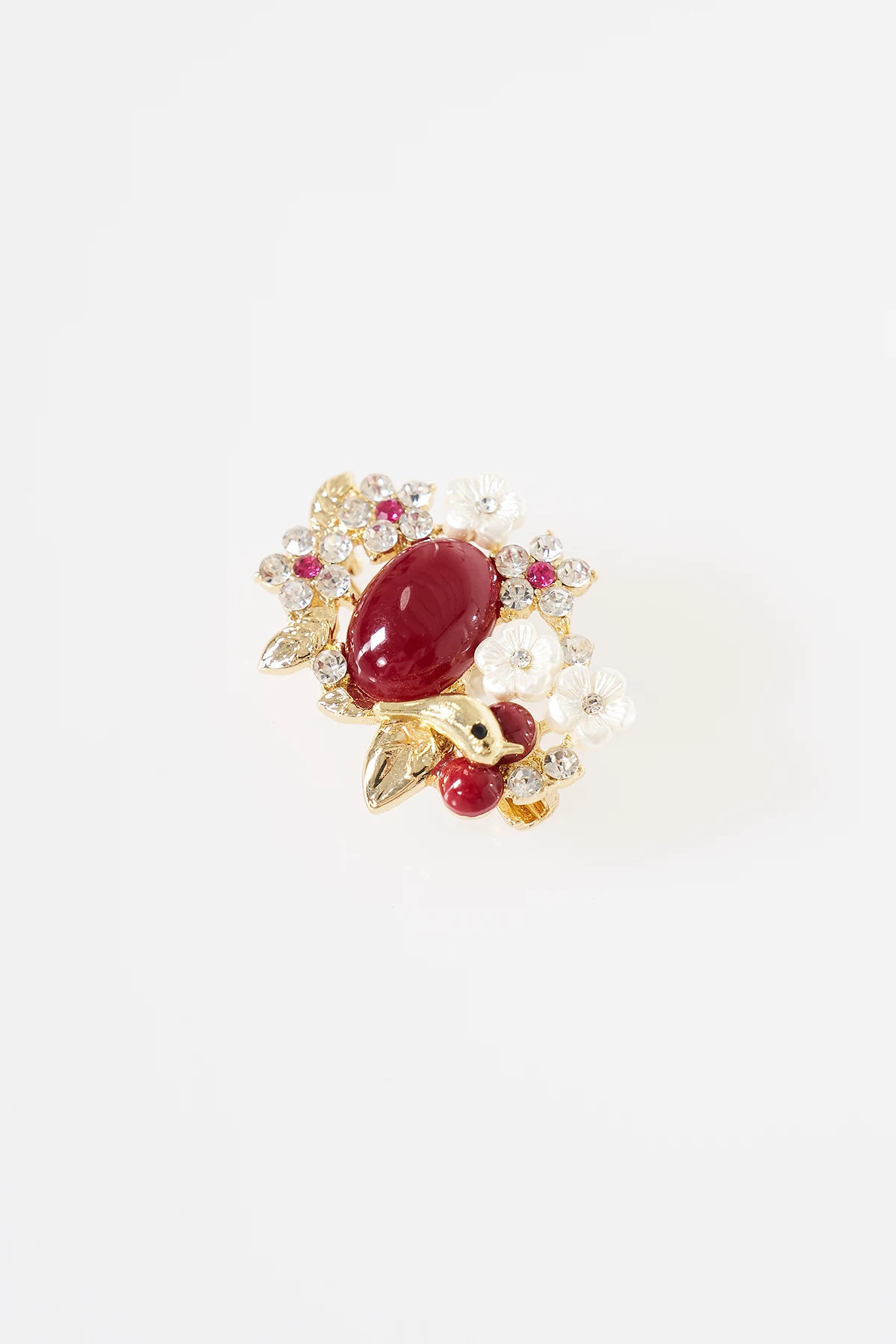 Mother-of-Pearl Flower Brooch Gold