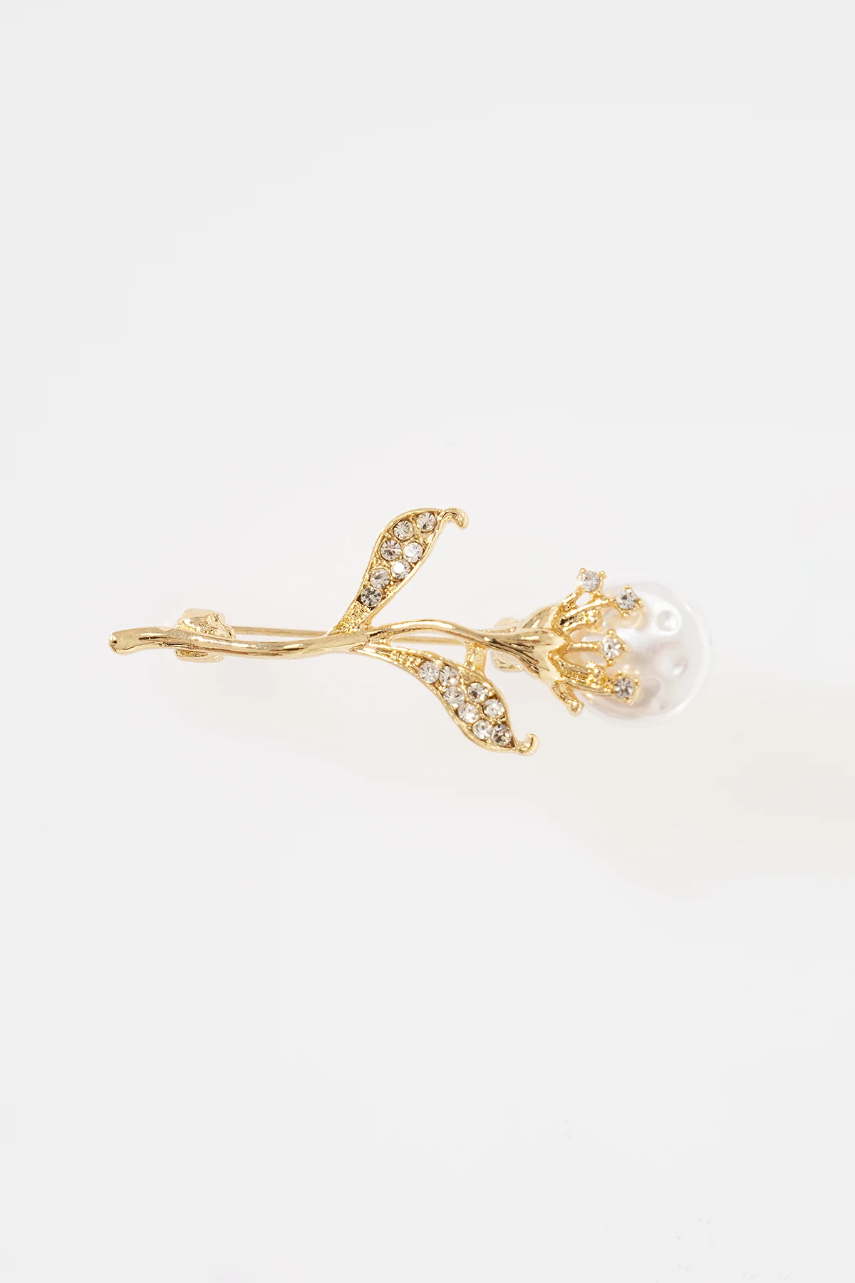 Pearl Detail Tulip Brooch Gold