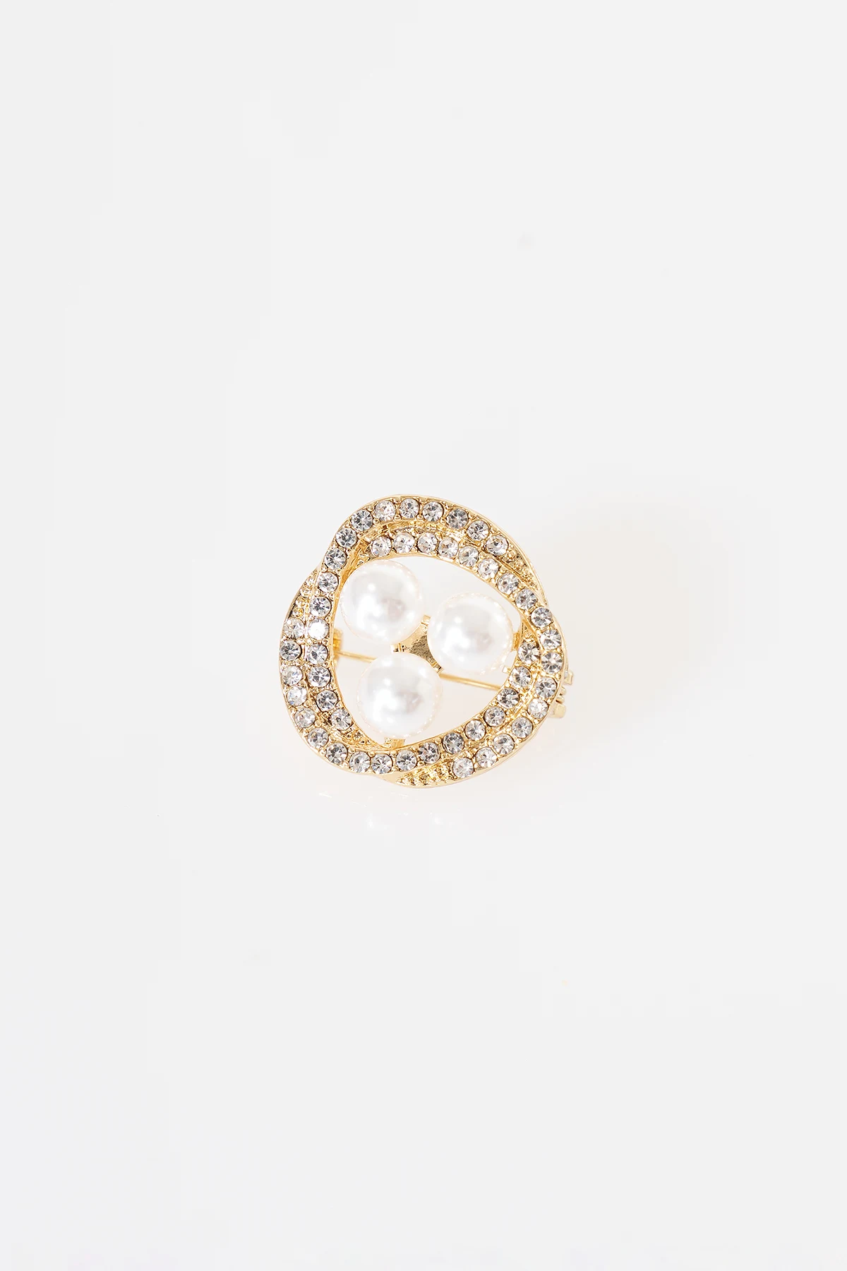Triple Pearl Detail Brooch Gold