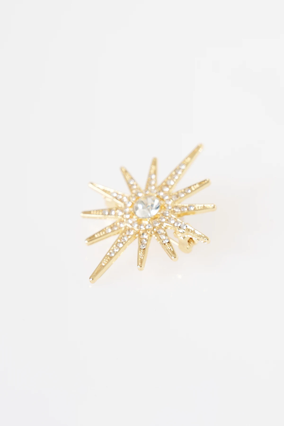 Rhinestone North Star Brooch Gold