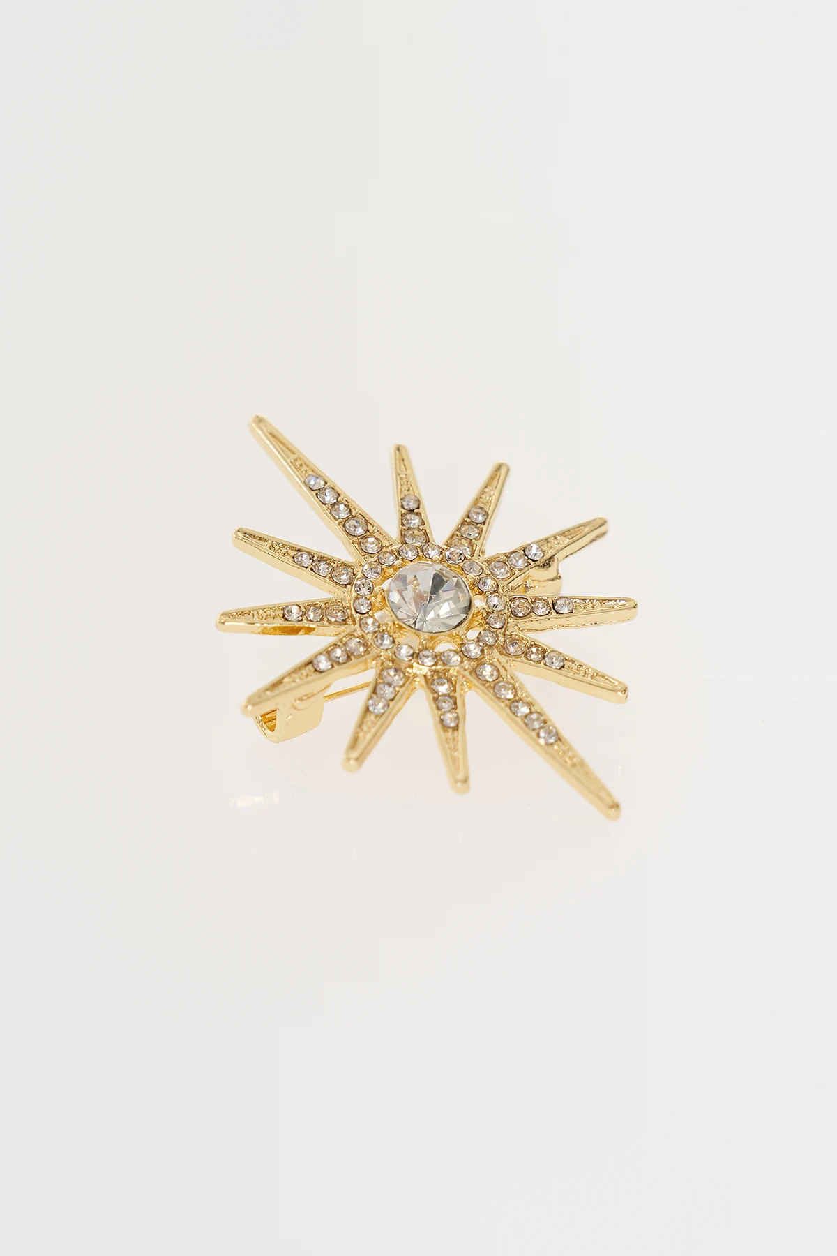 Rhinestone North Star Brooch Gold