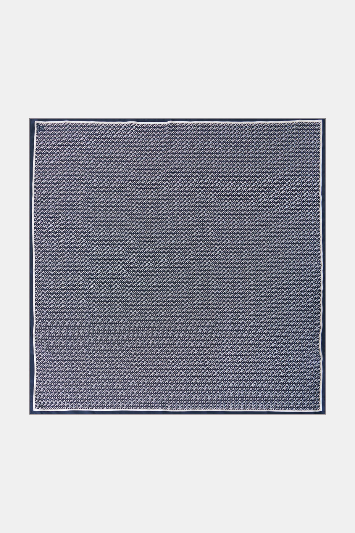 Geometrik Desen İpek Twill Eşarp Lacivert