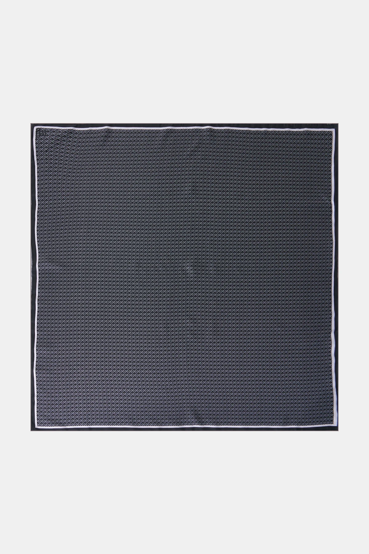 Geometrik Desen İpek Twill Eşarp Siyah