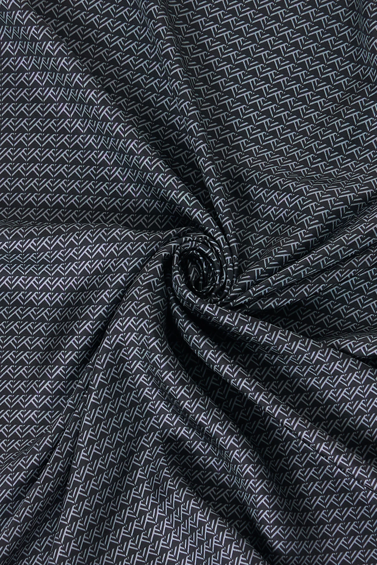 Geometrik Desen İpek Twill Eşarp Siyah