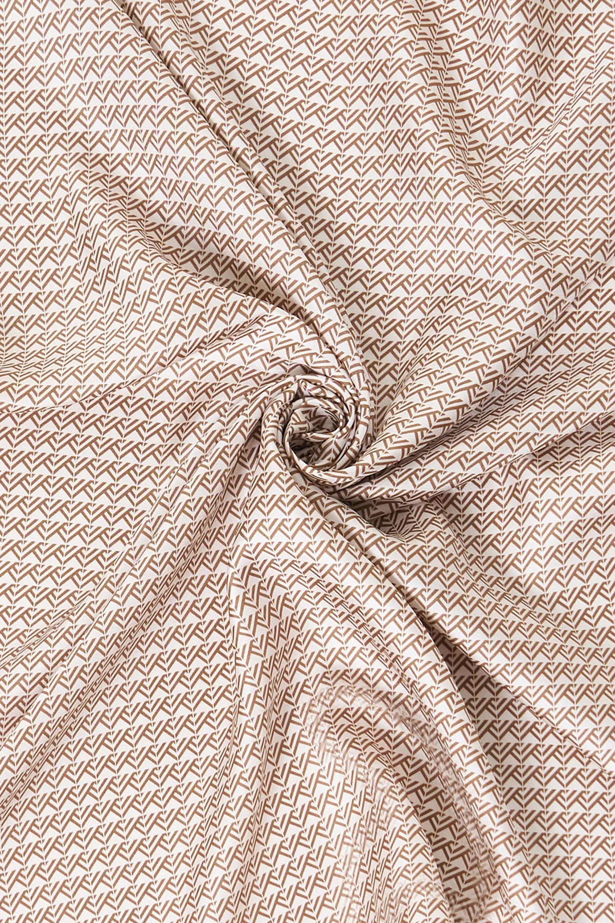 Geometrik Desen İpek Twill Eşarp Taş